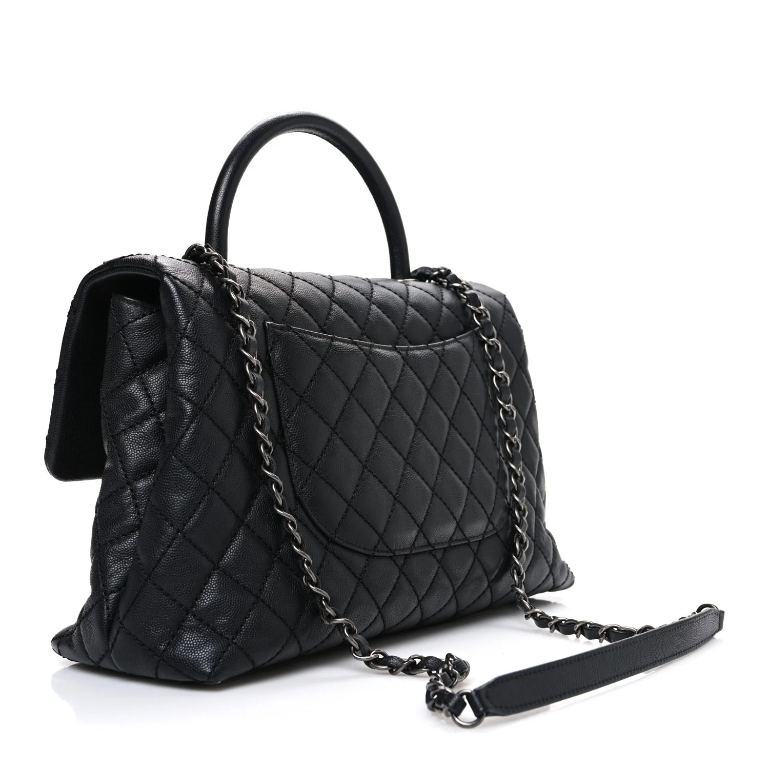 Caviar Quilted Medium Coco Handle Flap Black - Image 3