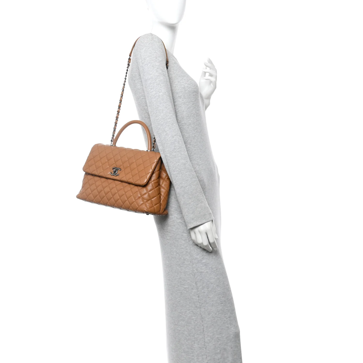 Caviar Quilted Medium Coco Handle Flap Camel - Image 2