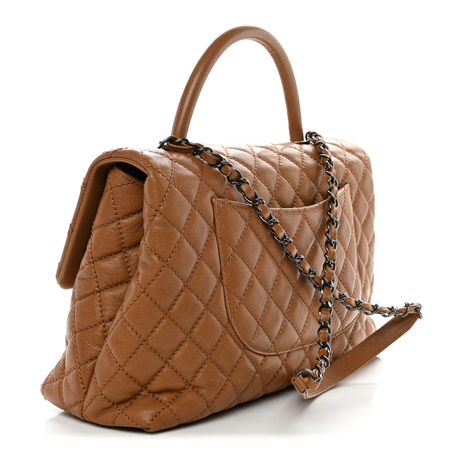 Caviar Quilted Medium Coco Handle Flap Camel - Image 3