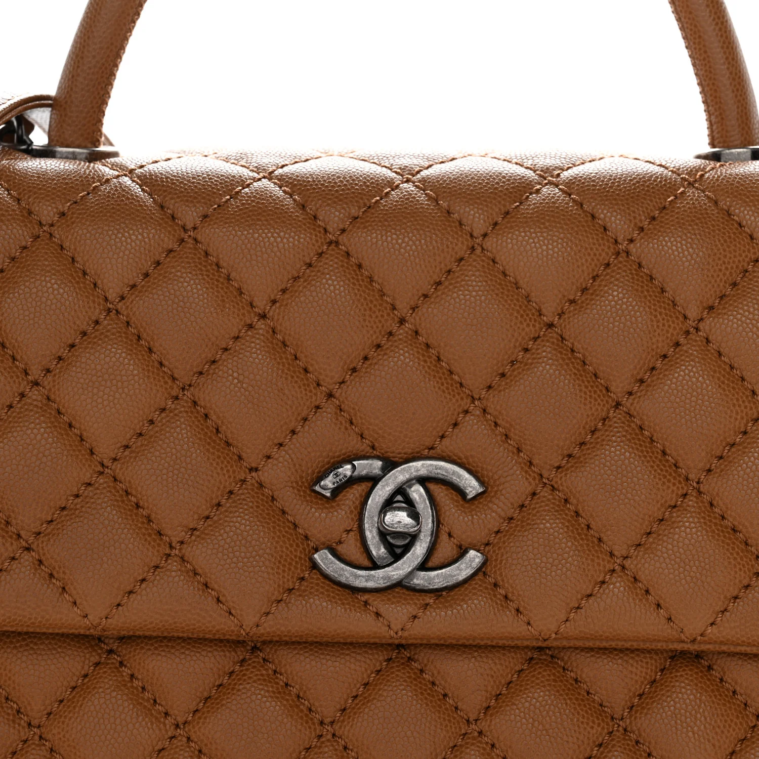 Caviar Quilted Medium Coco Handle Flap Camel - Image 8