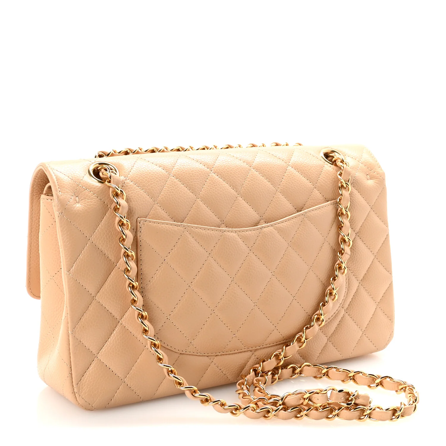 Caviar Quilted Medium Double Flap Beige - Image 3