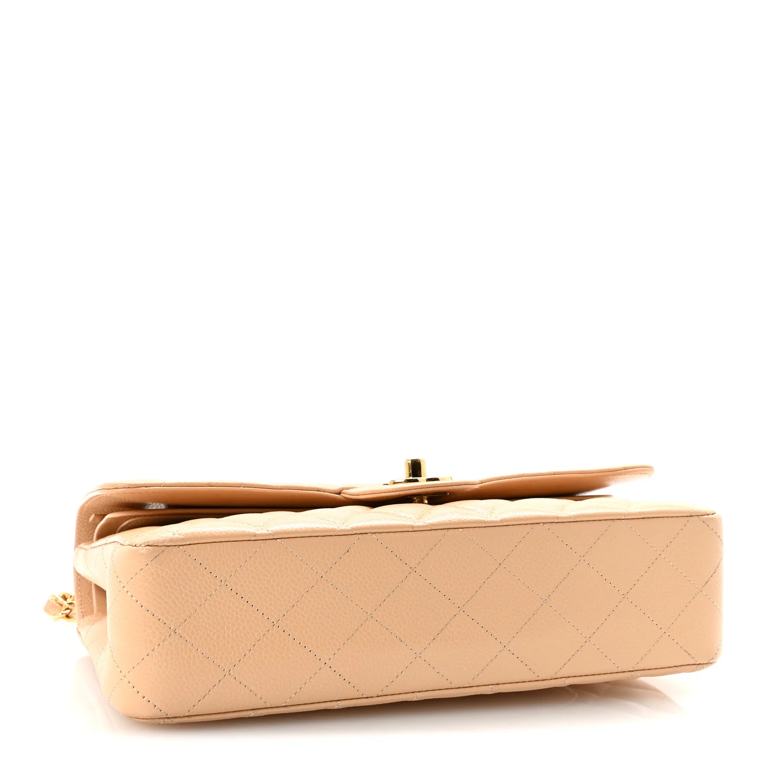 Caviar Quilted Medium Double Flap Beige - Image 4