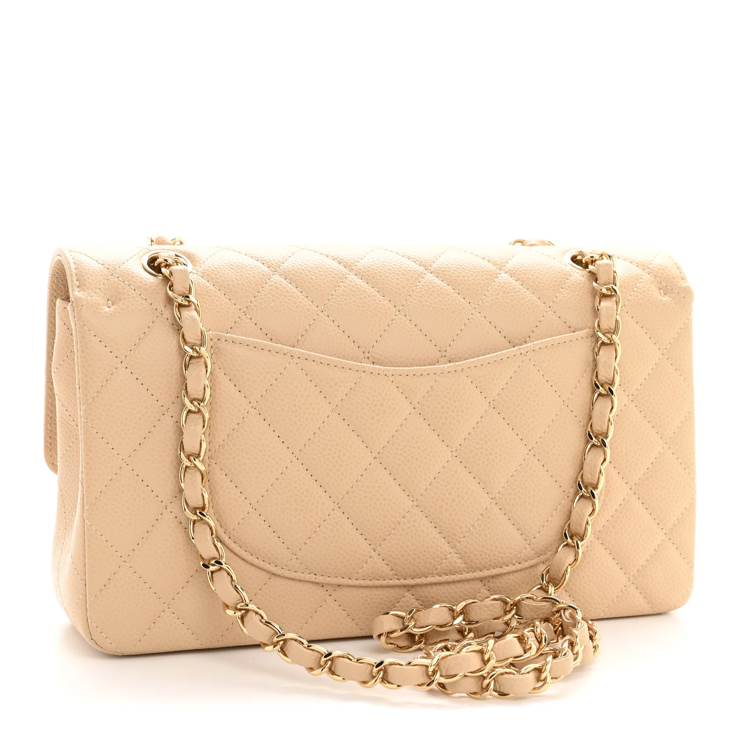 Caviar Quilted Medium Double Flap Beige - Image 3