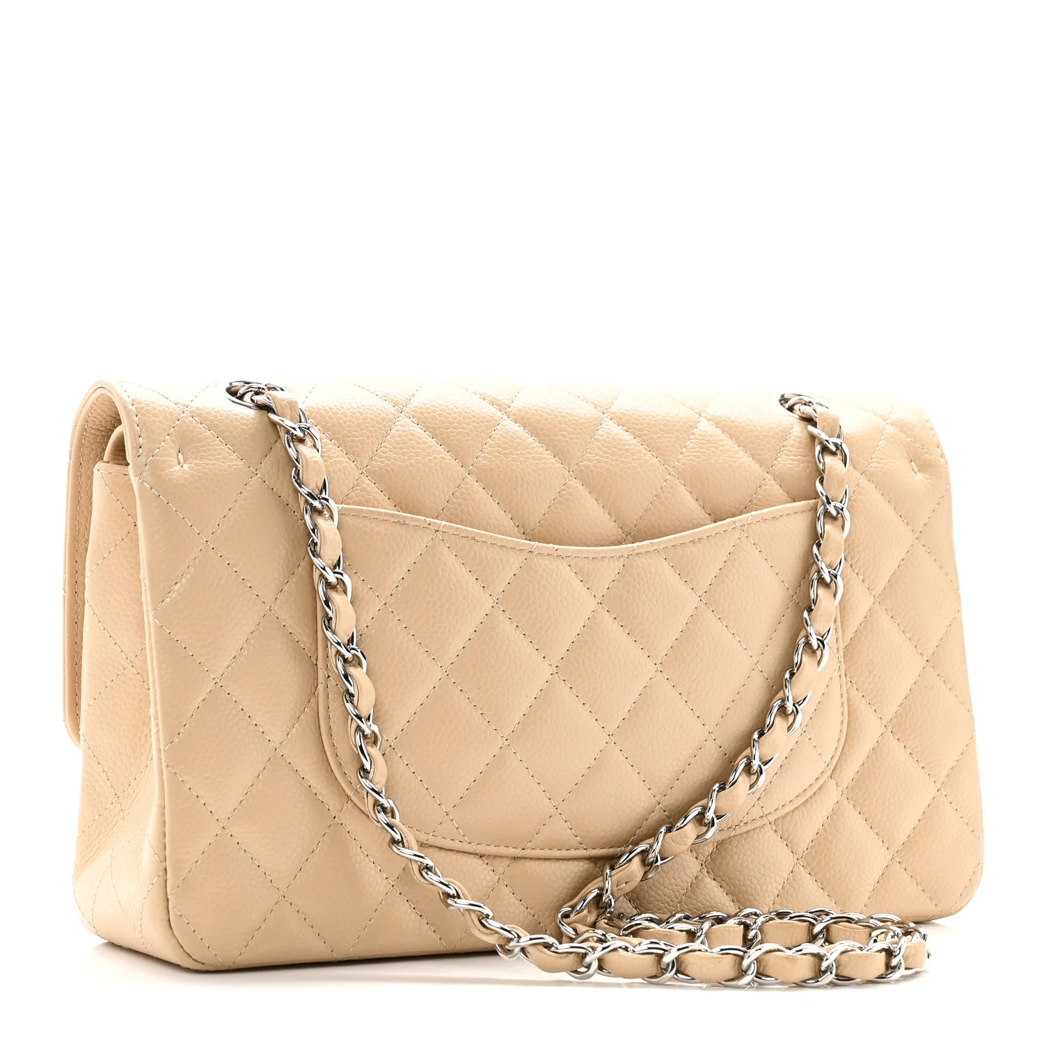 Caviar Quilted Medium Double Flap Beige - Image 3