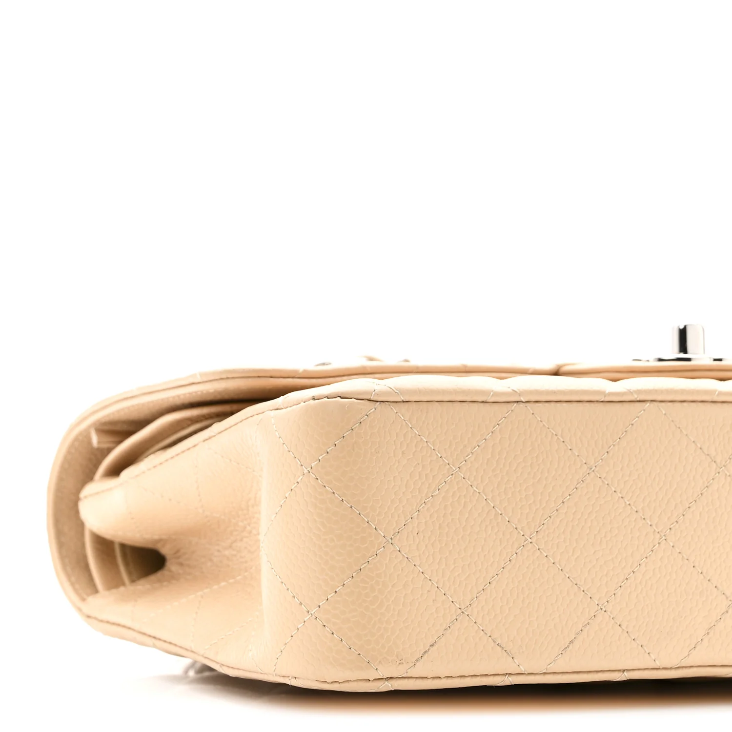 Caviar Quilted Medium Double Flap Beige - Image 9