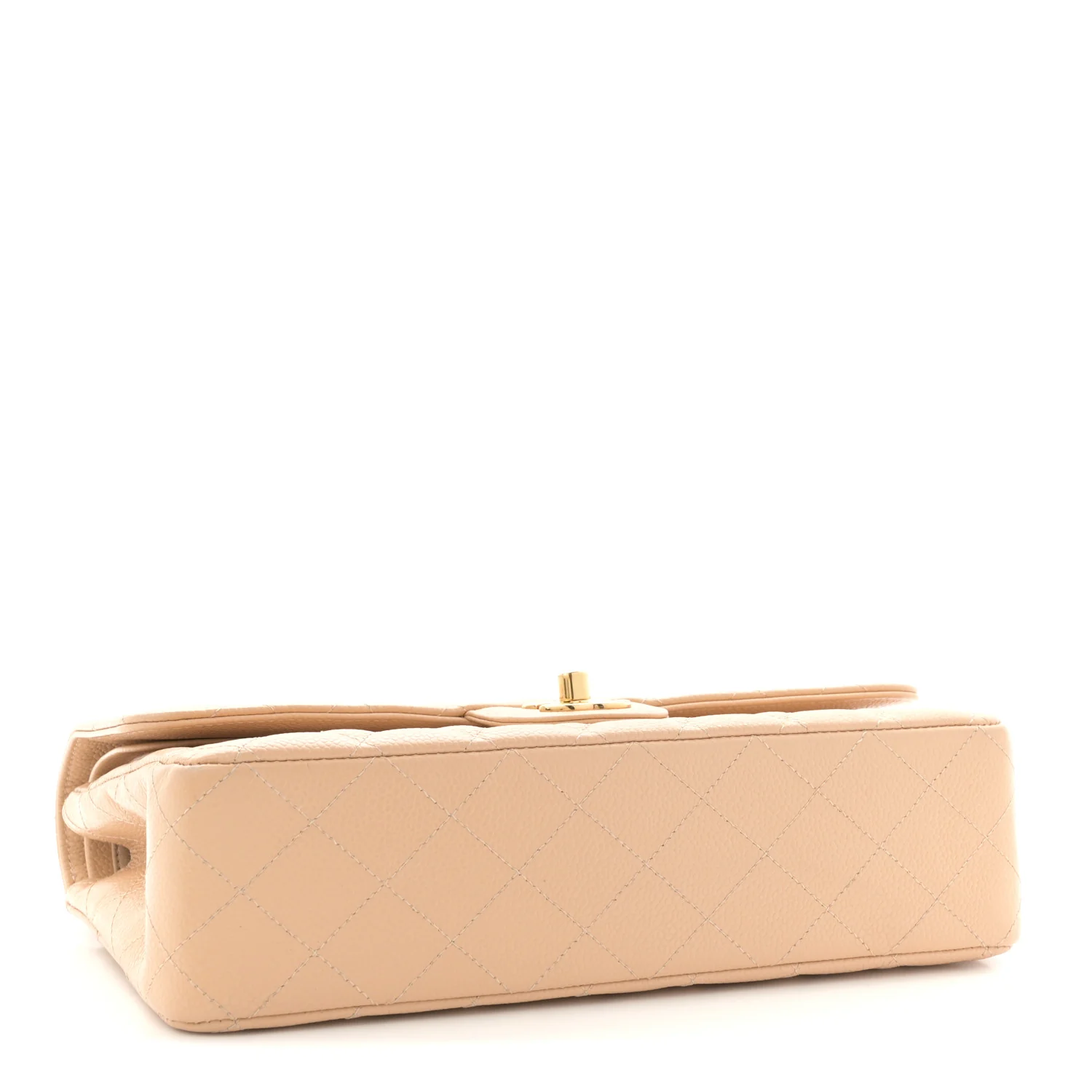 Caviar Quilted Medium Double Flap Beige - Image 4