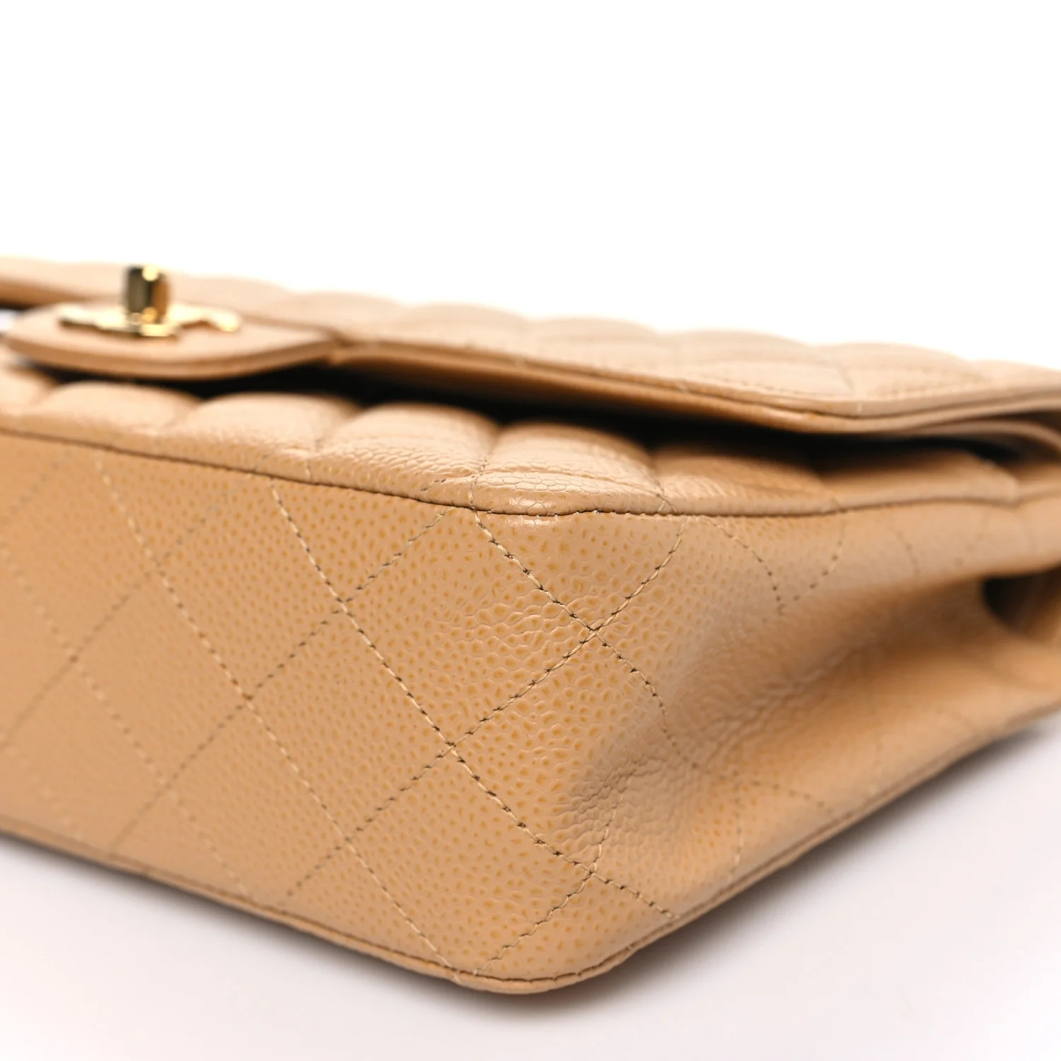 Caviar Quilted Medium Double Flap Beige - Image 10