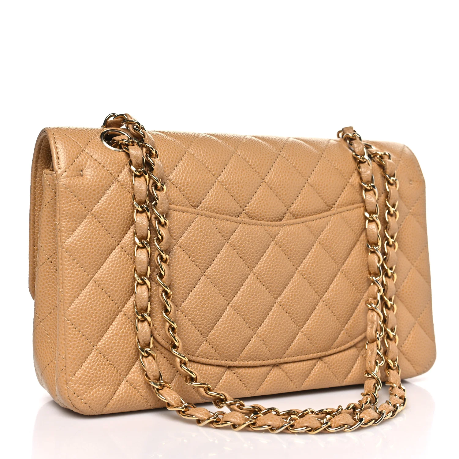 Caviar Quilted Medium Double Flap Beige - Image 3