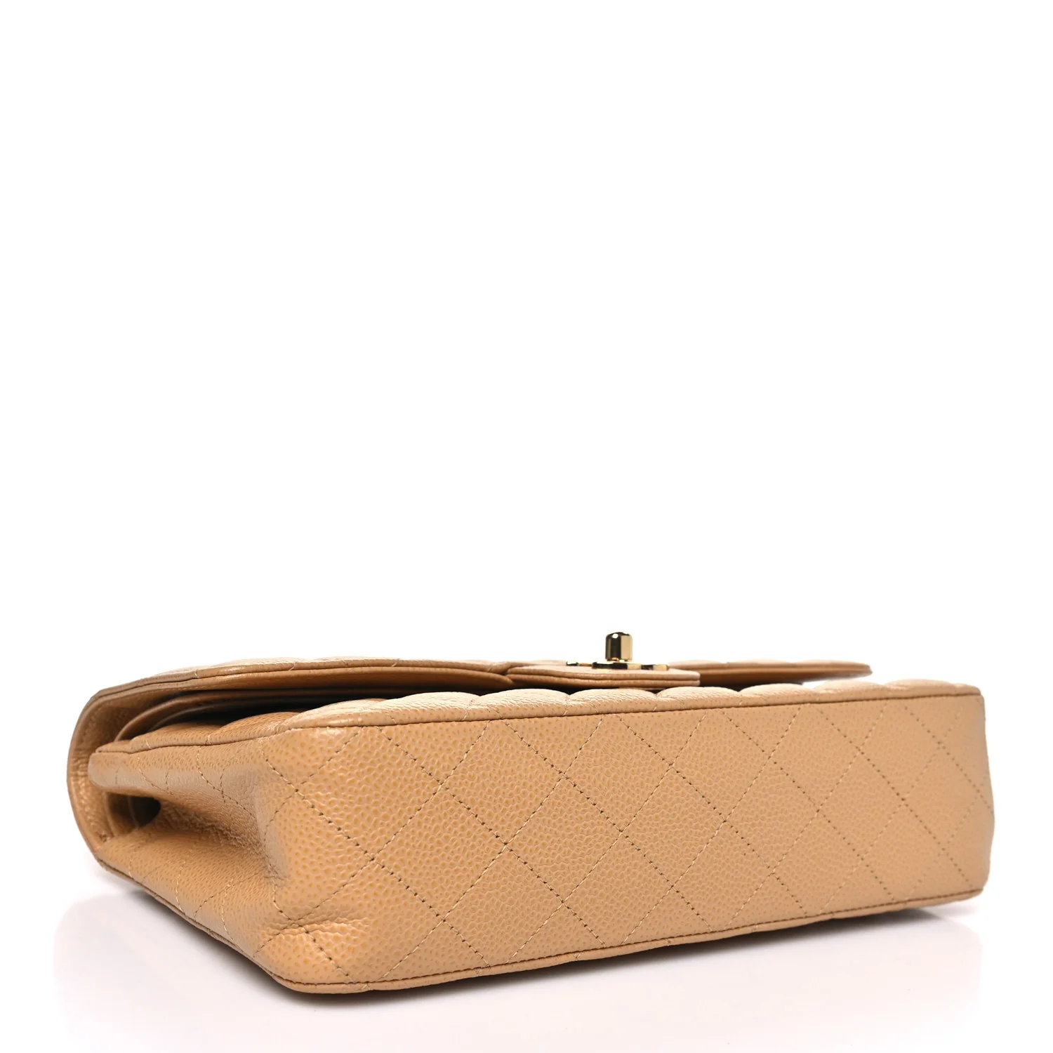 Caviar Quilted Medium Double Flap Beige - Image 4