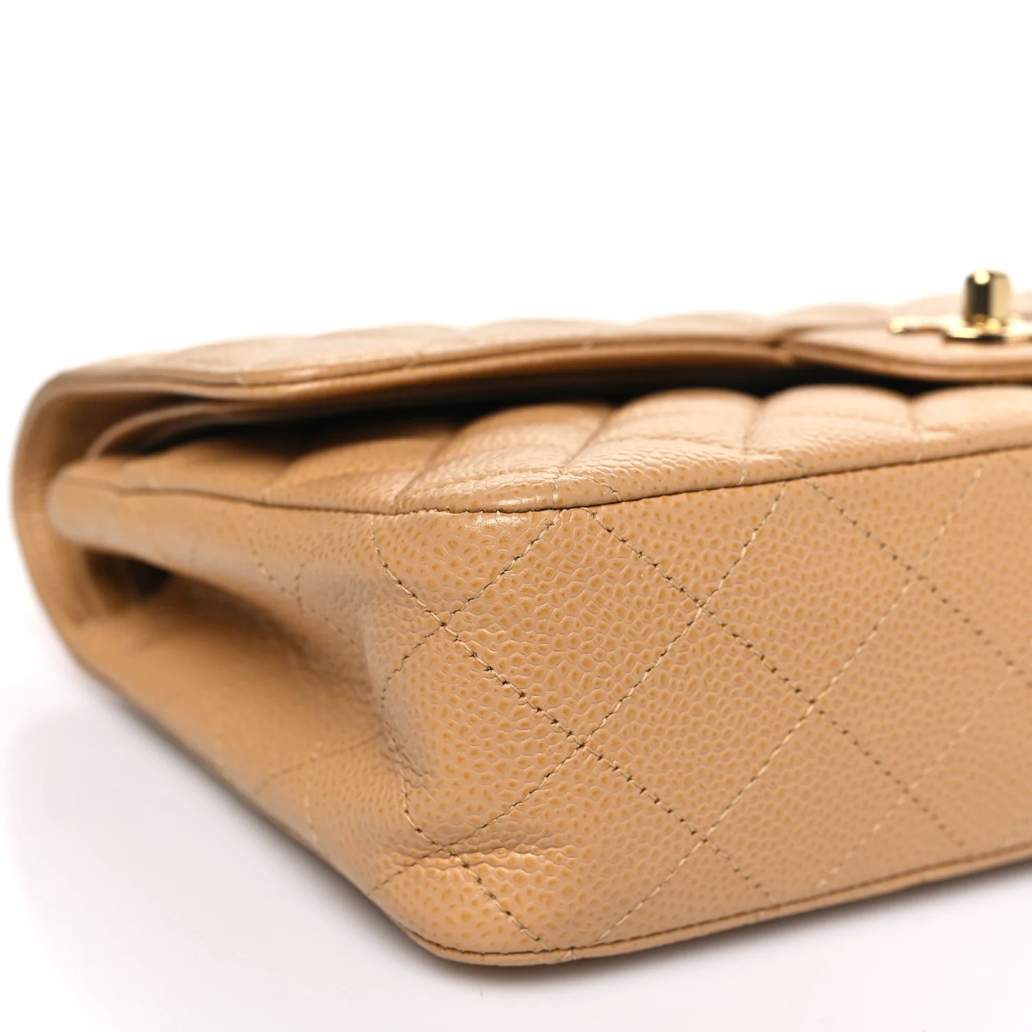 Caviar Quilted Medium Double Flap Beige - Image 9