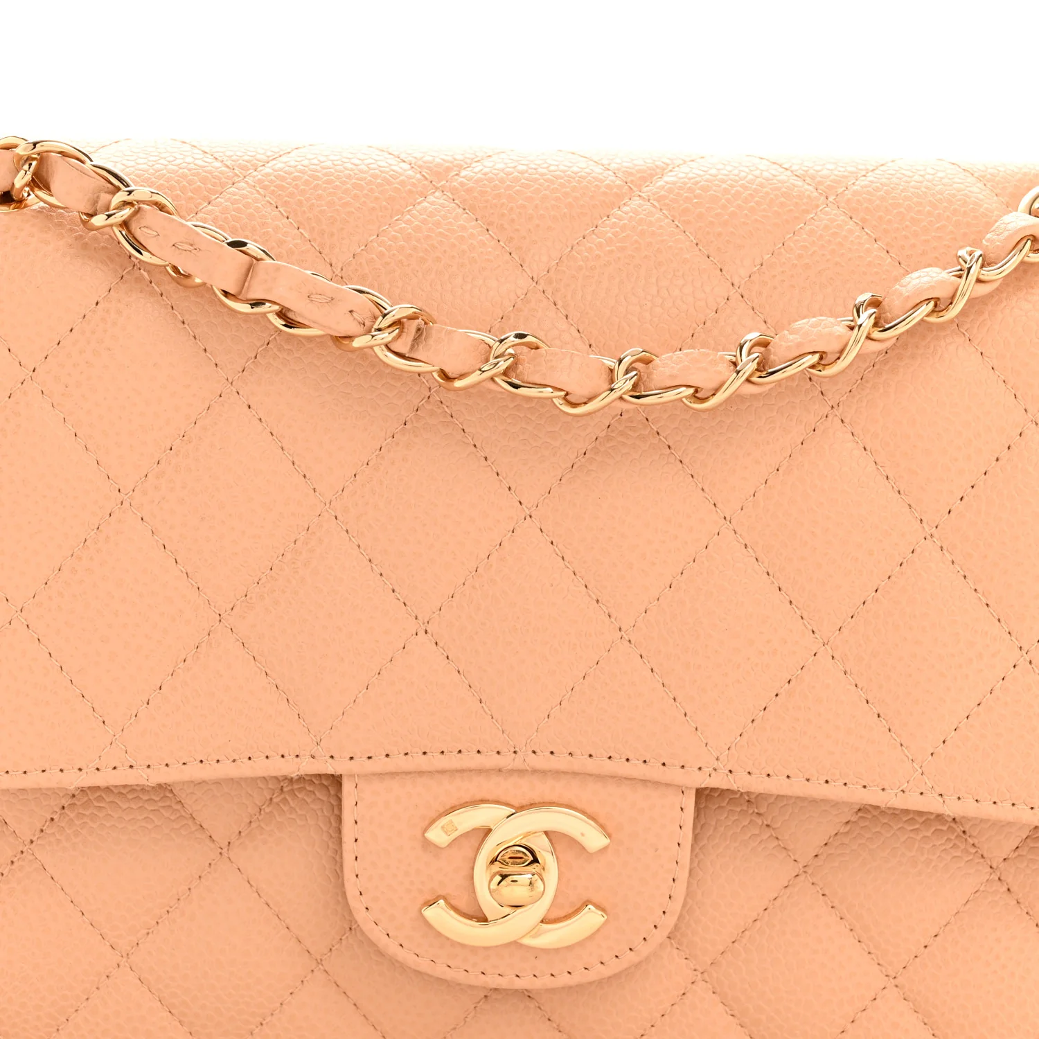 Caviar Quilted Medium Double Flap Beige Clair - Image 8