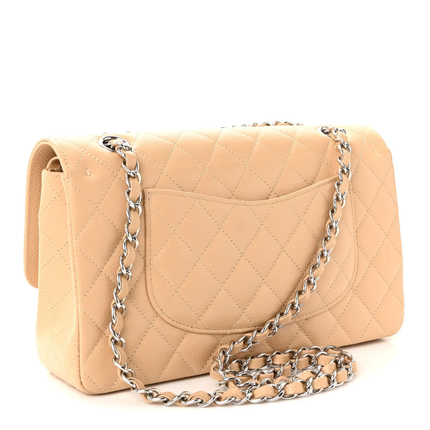 Caviar Quilted Medium Double Flap Beige Clair - Image 3