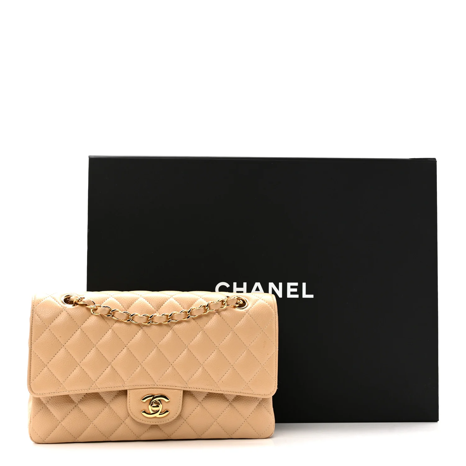 Caviar Quilted Medium Double Flap Beige Clair - Image 14