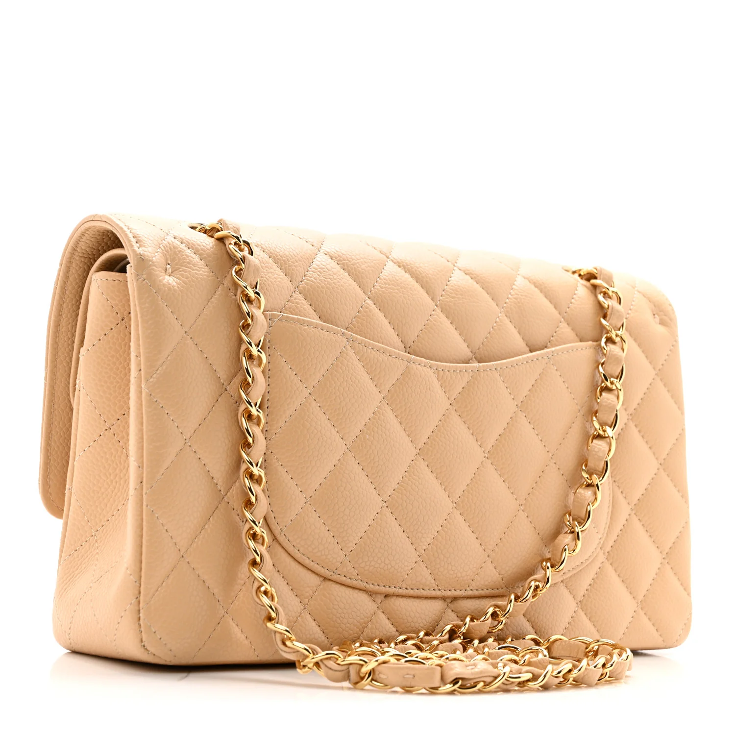 Caviar Quilted Medium Double Flap Beige Clair - Image 3