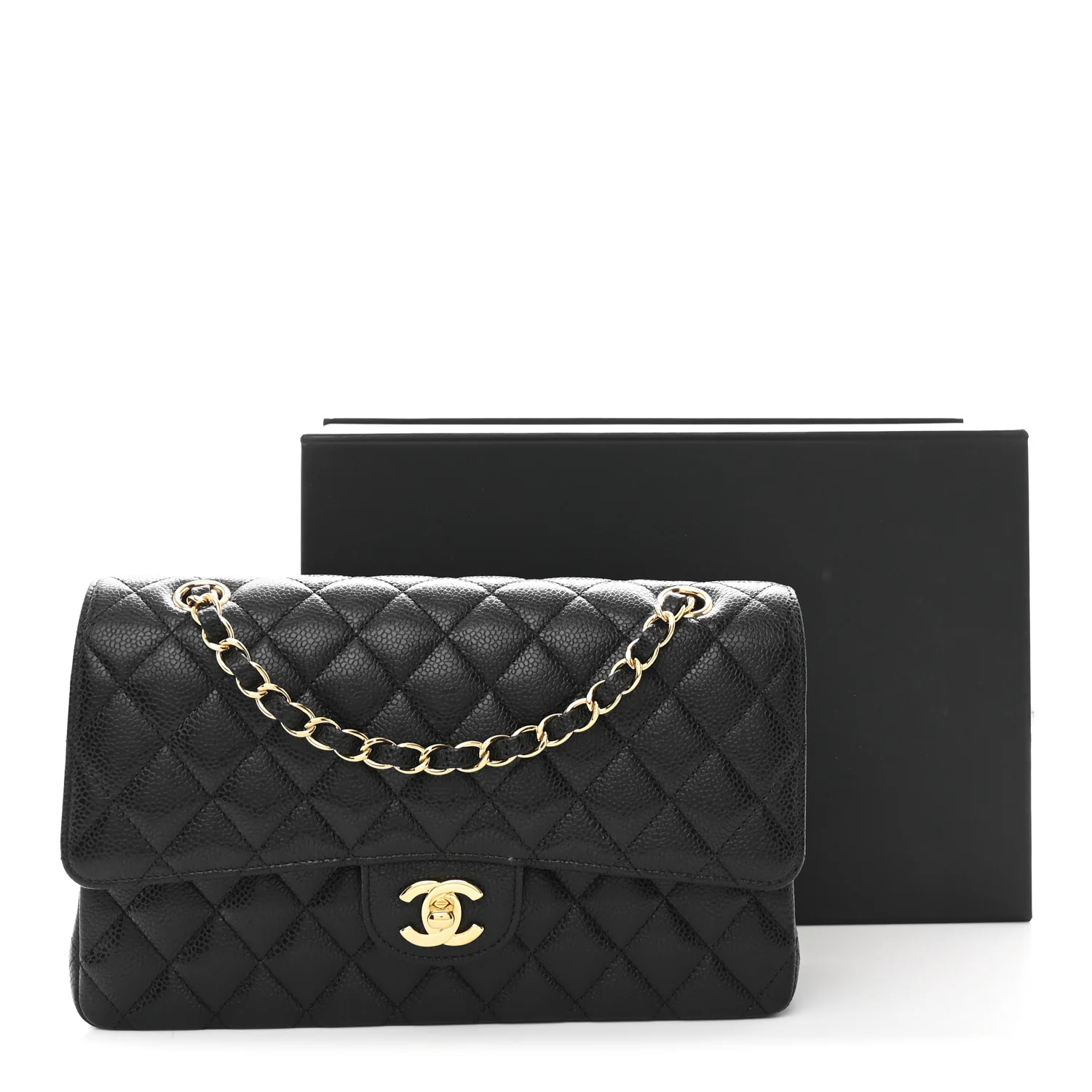 Caviar Quilted Medium Double Flap Black - Image 11
