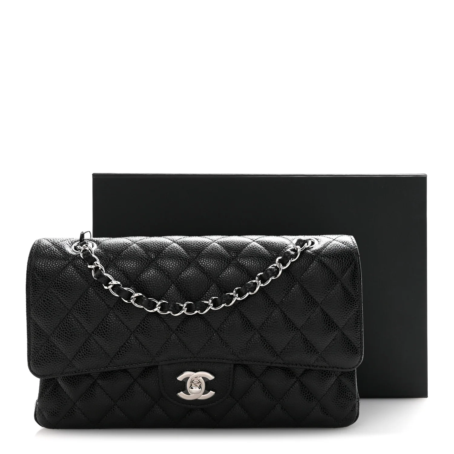 Caviar Quilted Medium Double Flap Black - Image 11