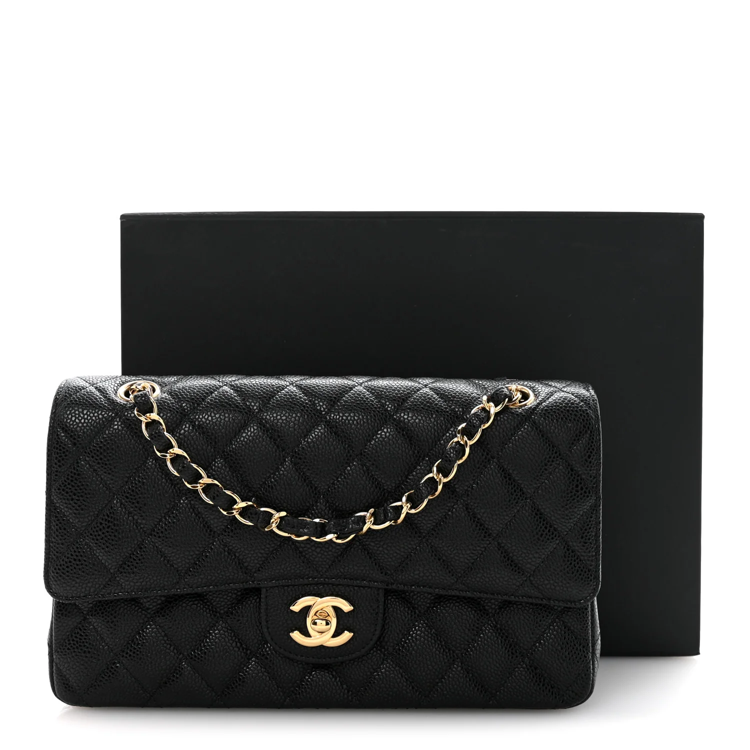 Caviar Quilted Medium Double Flap Black - Image 12
