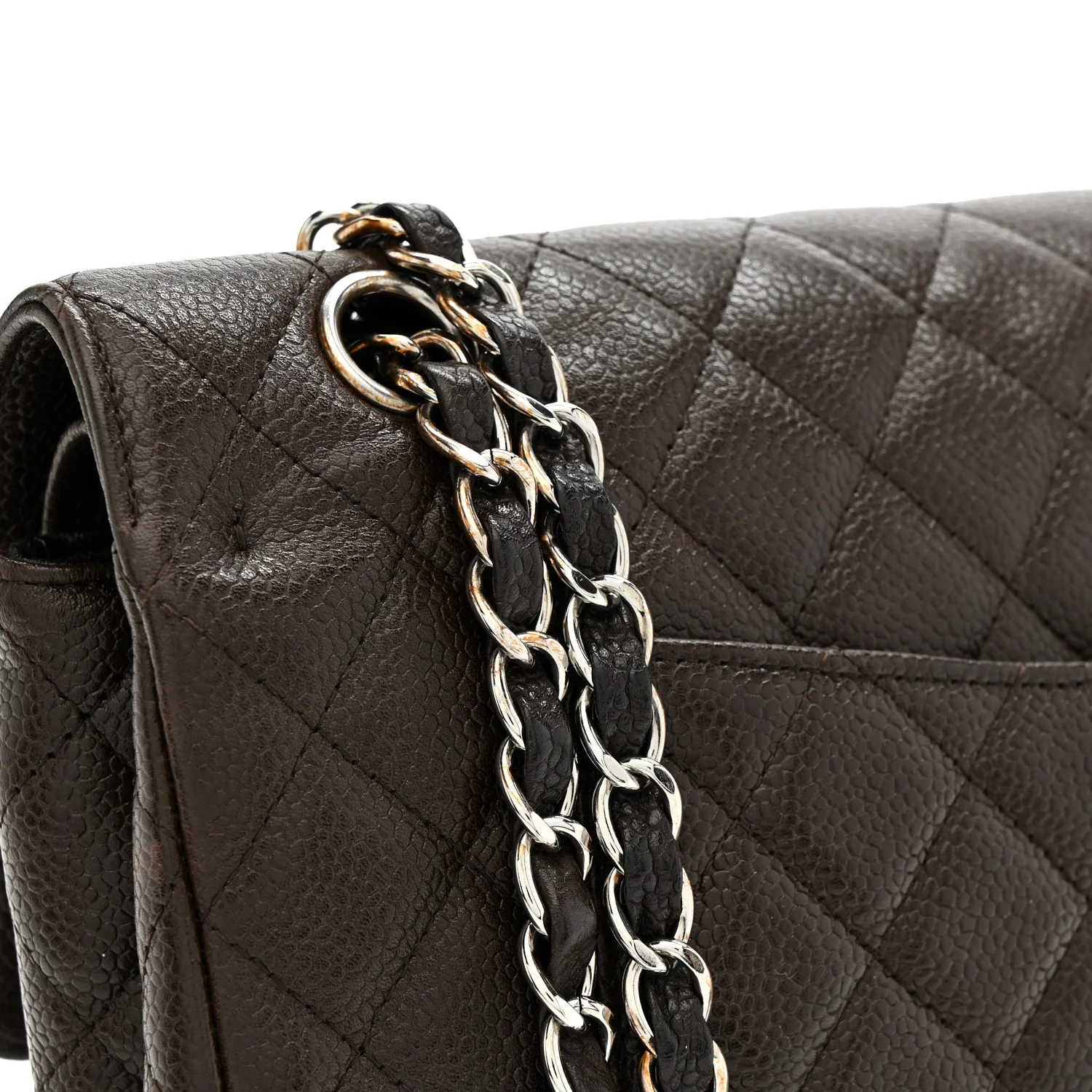 Caviar Quilted Medium Double Flap Brown - Image 29