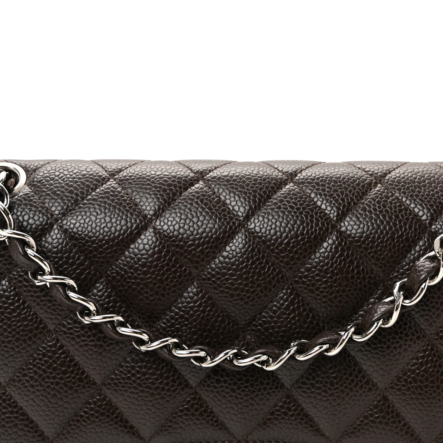 Caviar Quilted Medium Double Flap Dark Brown - Image 8