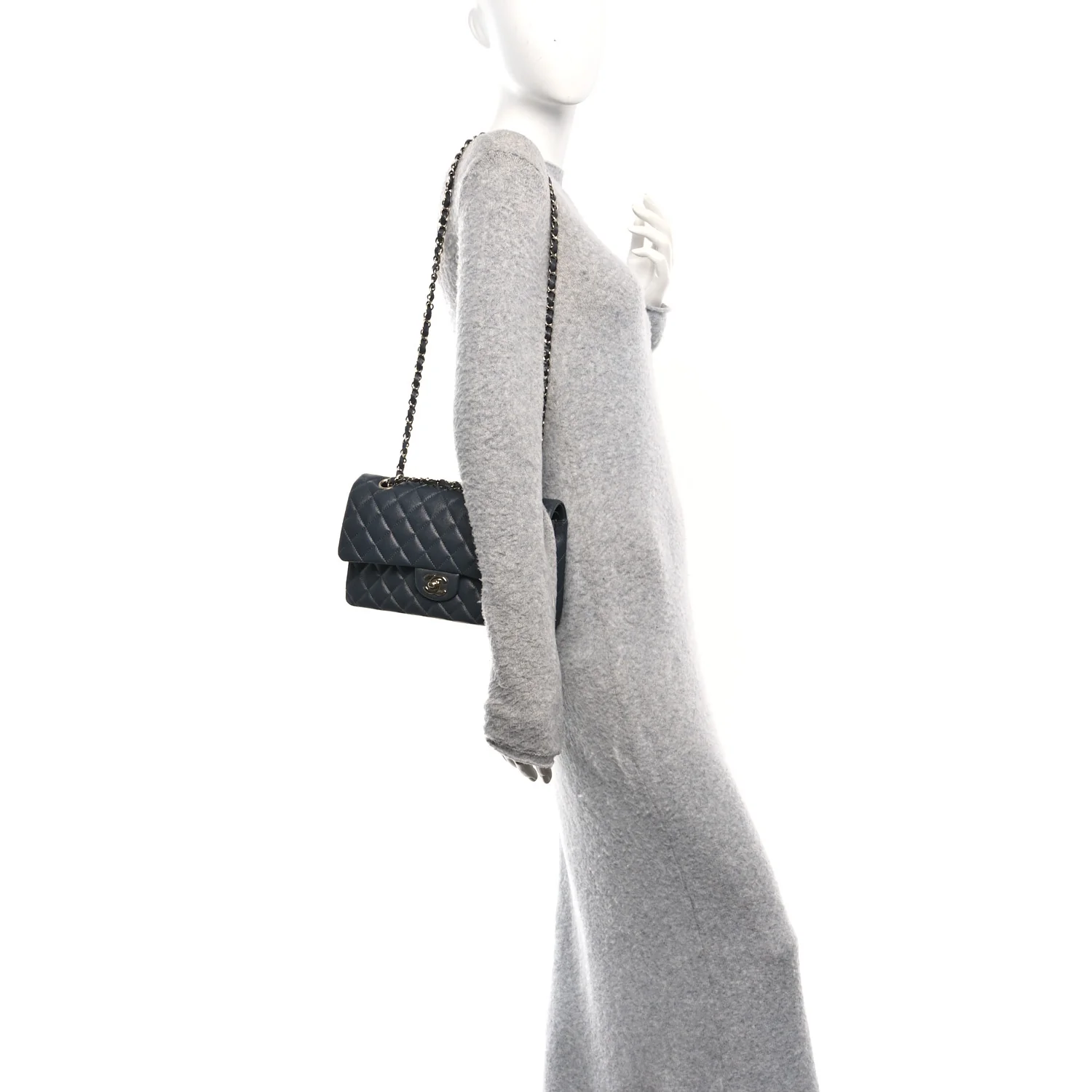 Caviar Quilted Medium Double Flap Dark Grey - Image 2