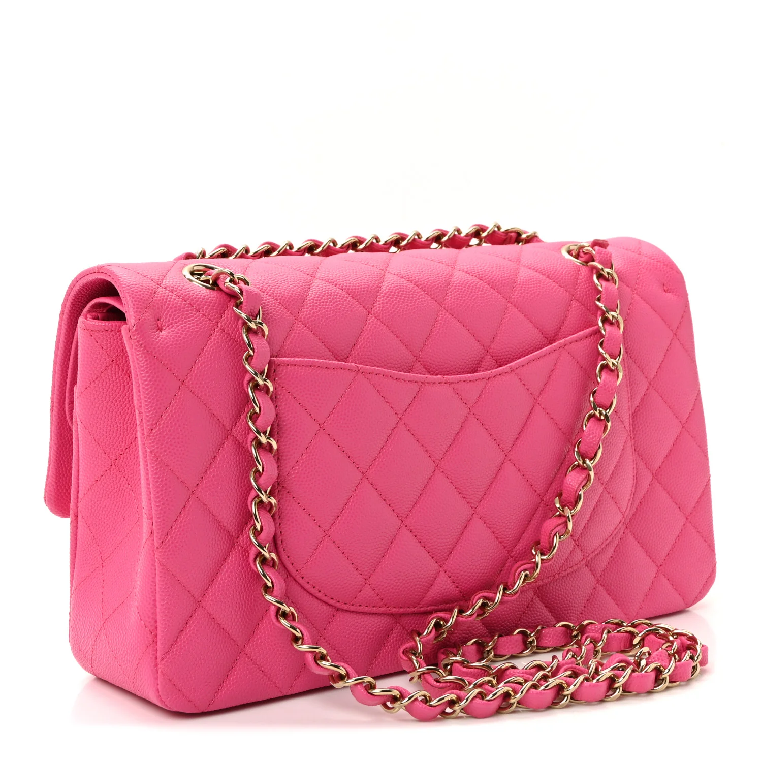 Caviar Quilted Medium Double Flap Dark Pink - Image 3