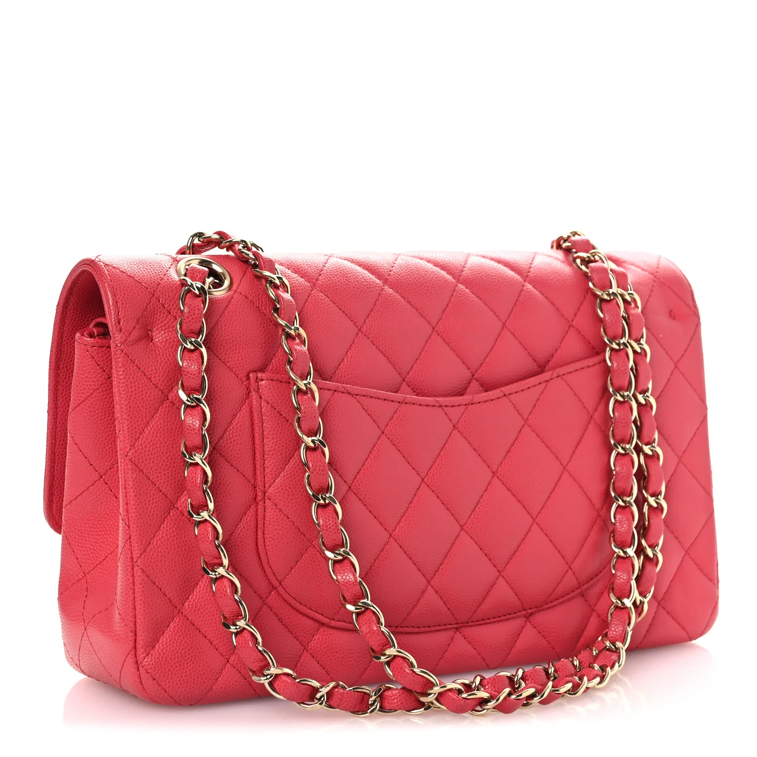 Caviar Quilted Medium Double Flap Dark Pink - Image 3