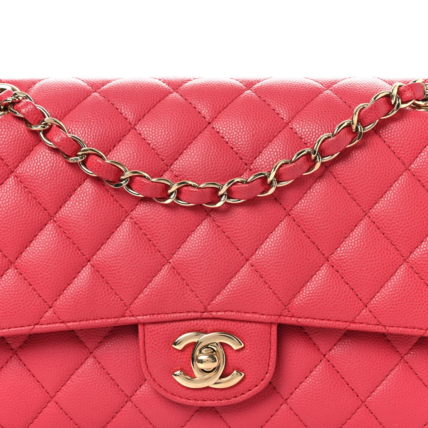 Caviar Quilted Medium Double Flap Dark Pink - Image 8