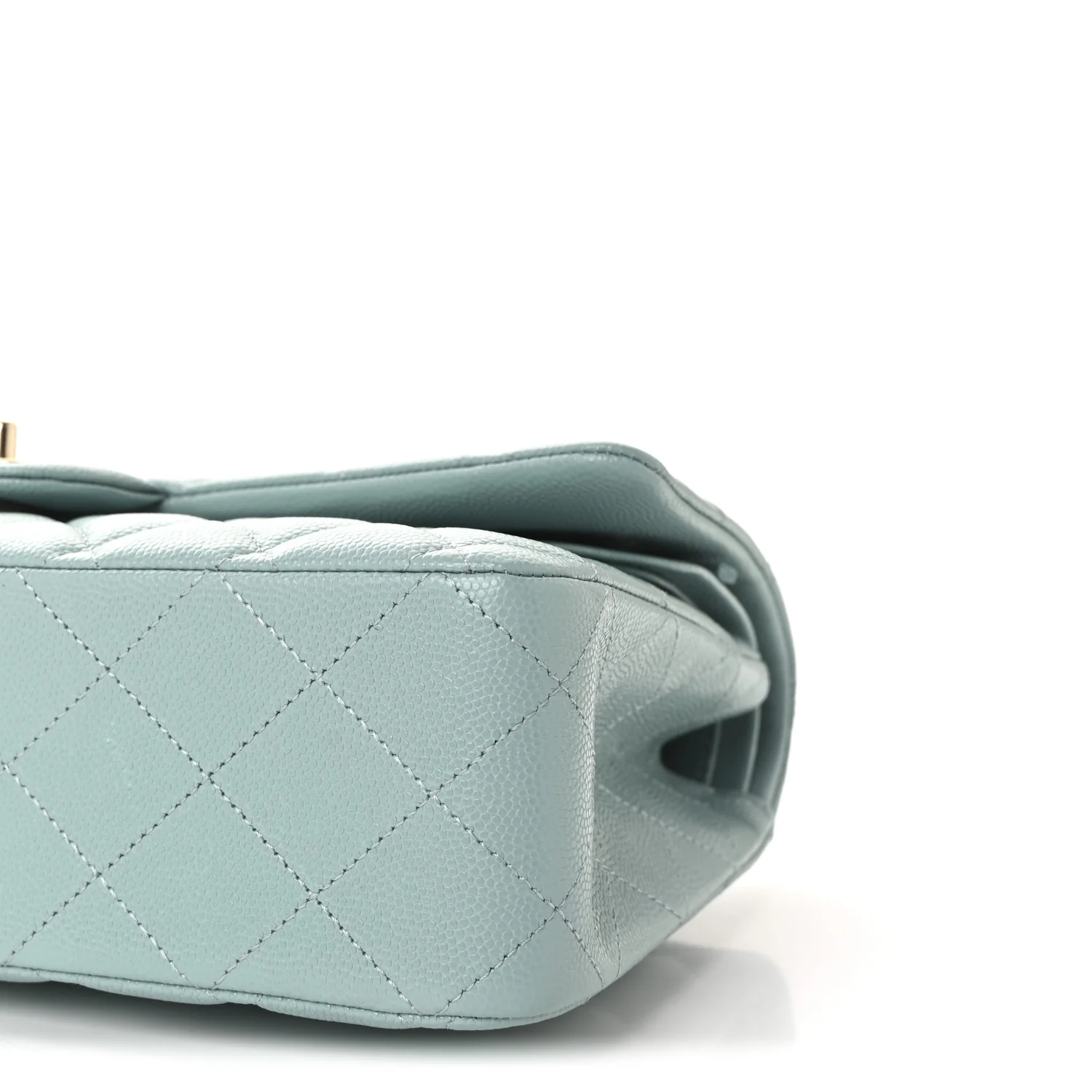 Caviar Quilted Medium Double Flap Light Blue - Image 10