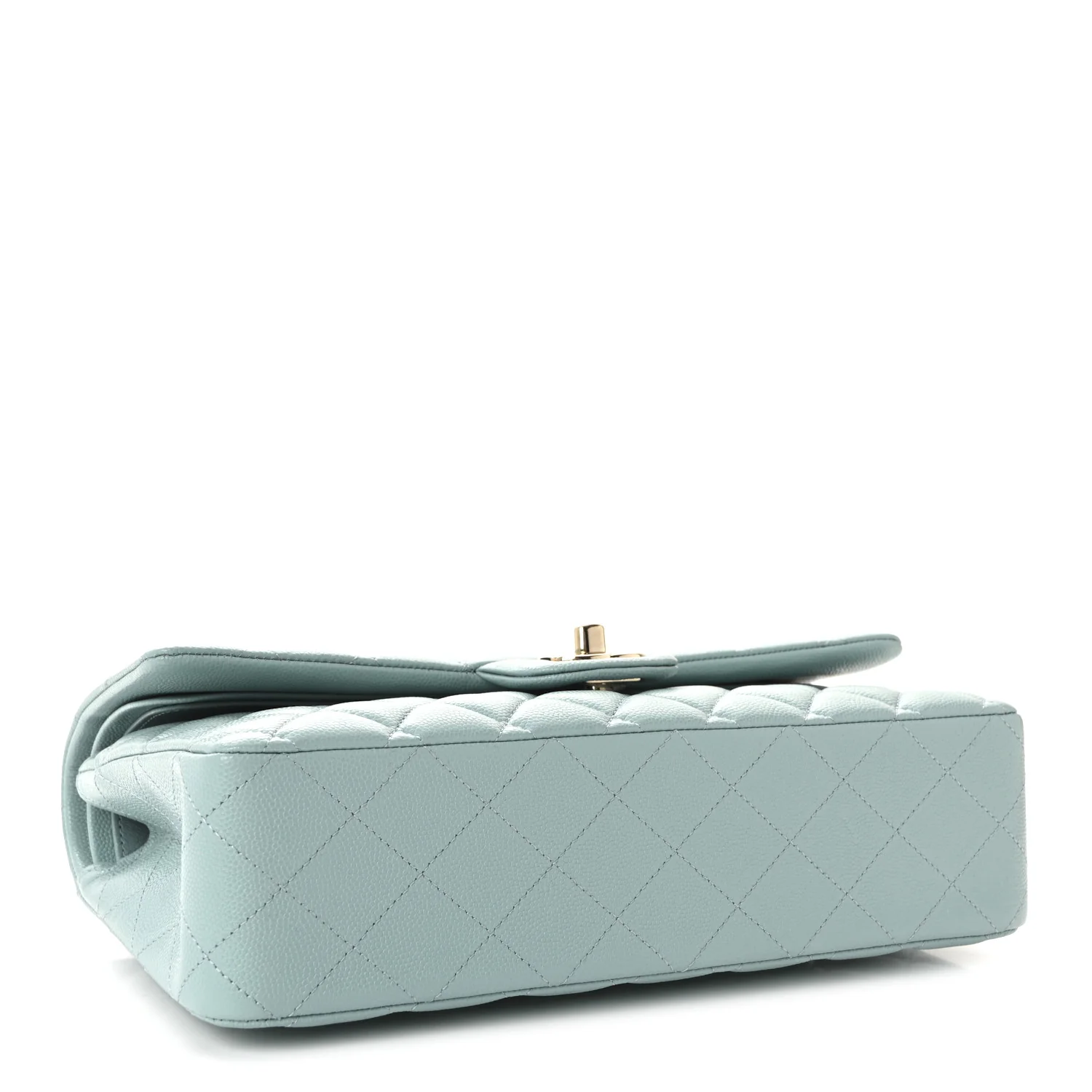 Caviar Quilted Medium Double Flap Light Blue - Image 4