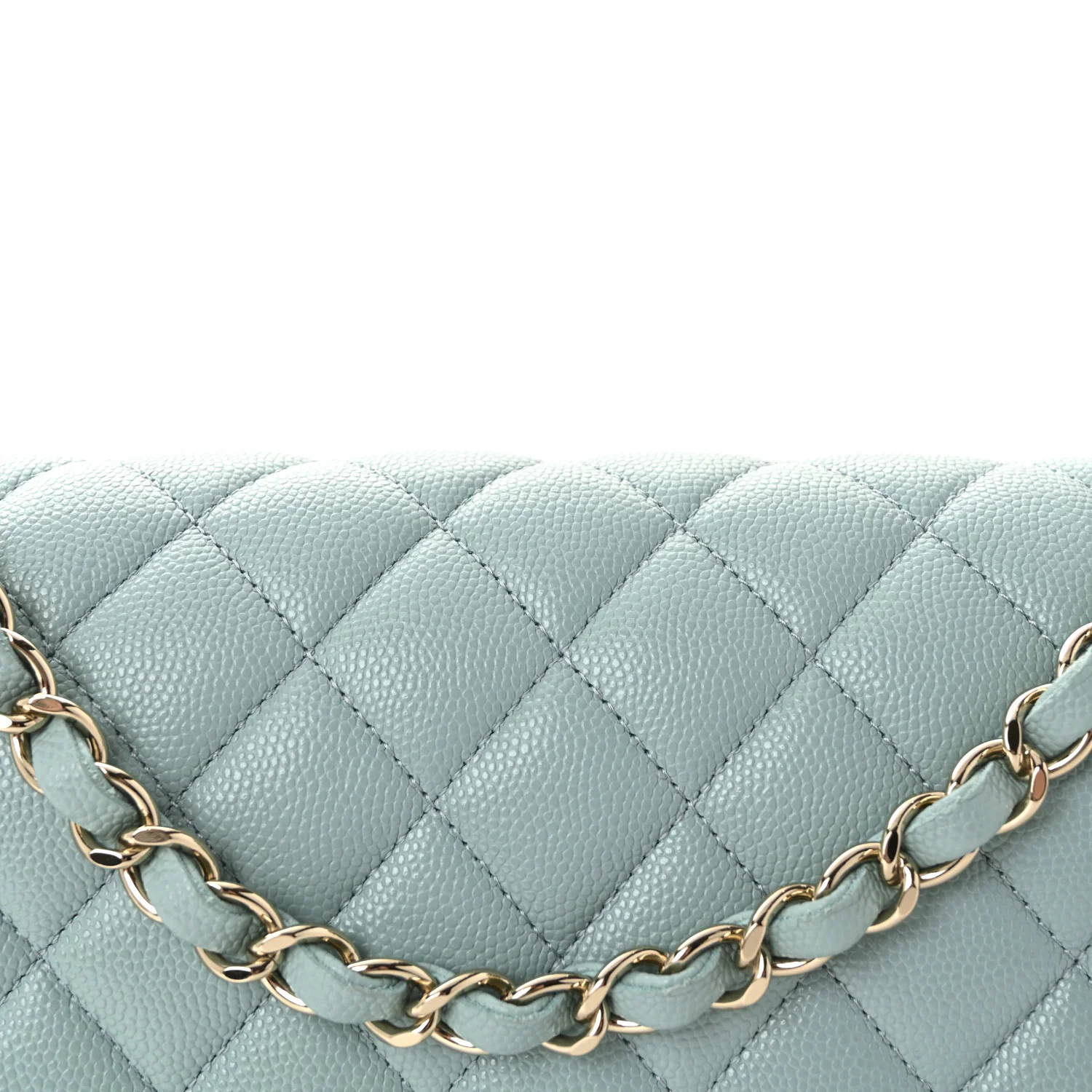 Caviar Quilted Medium Double Flap Light Blue - Image 8