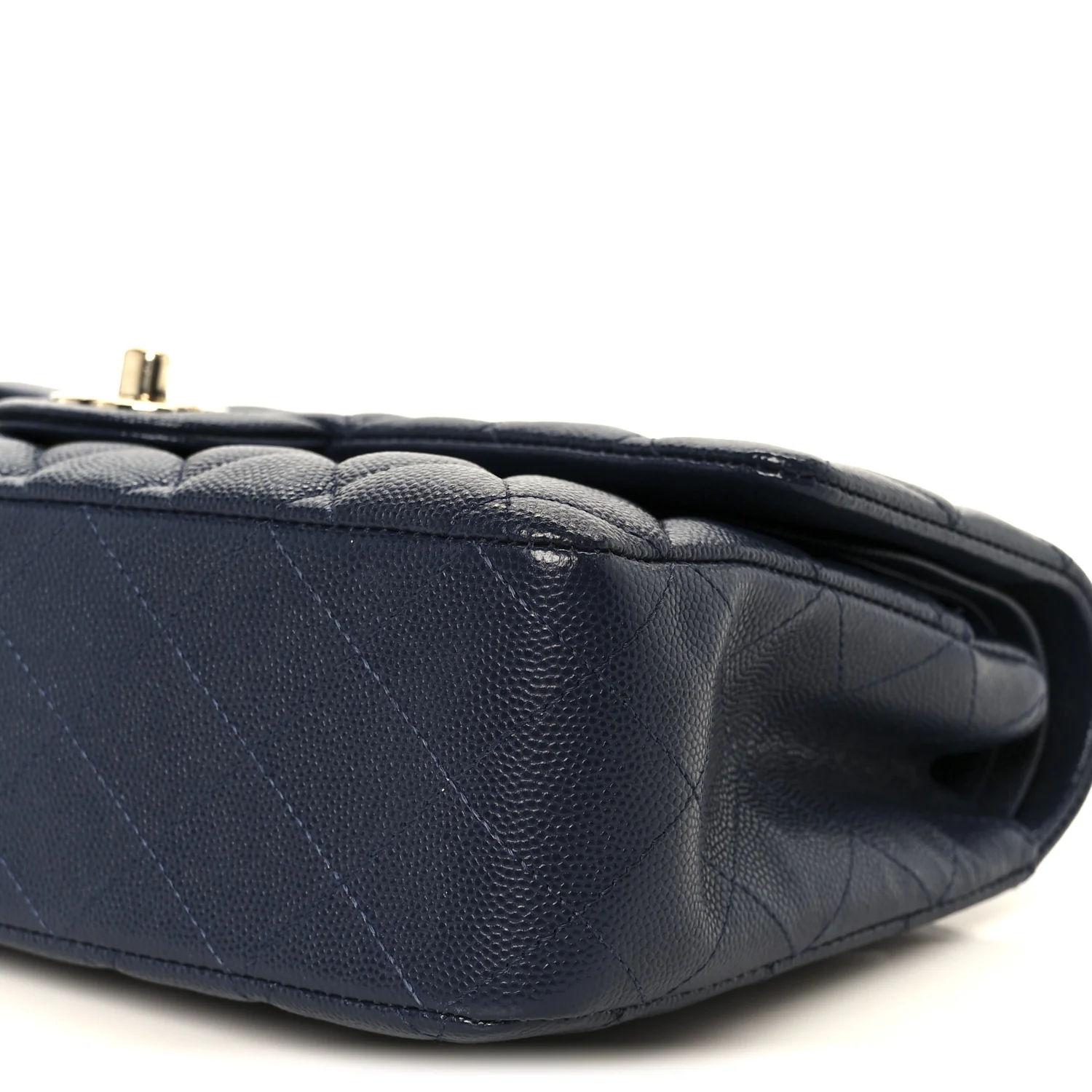Caviar Quilted Medium Double Flap Navy - Image 11