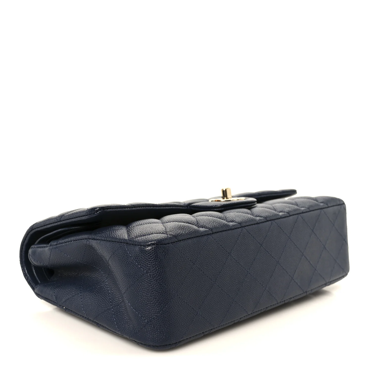 Caviar Quilted Medium Double Flap Navy - Image 4