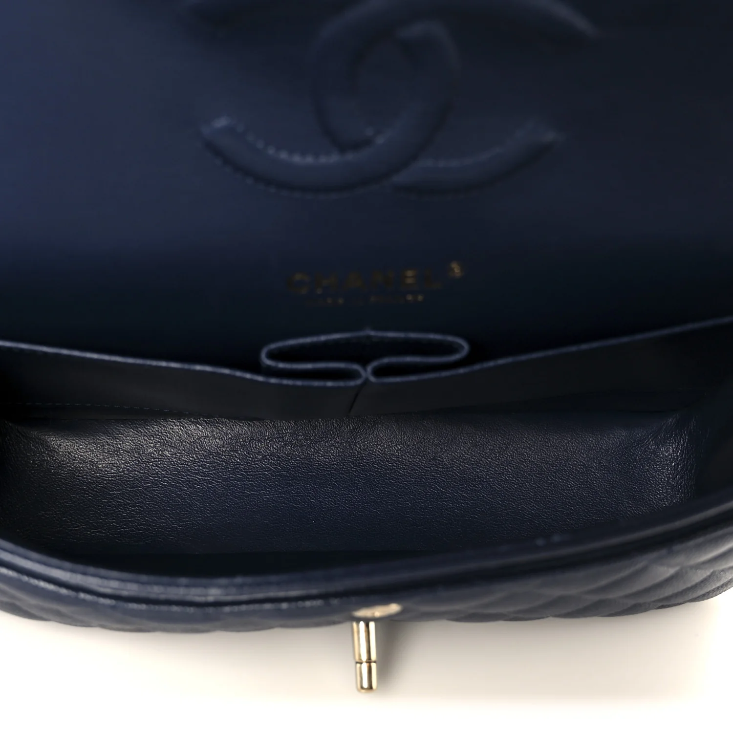 Caviar Quilted Medium Double Flap Navy - Image 5