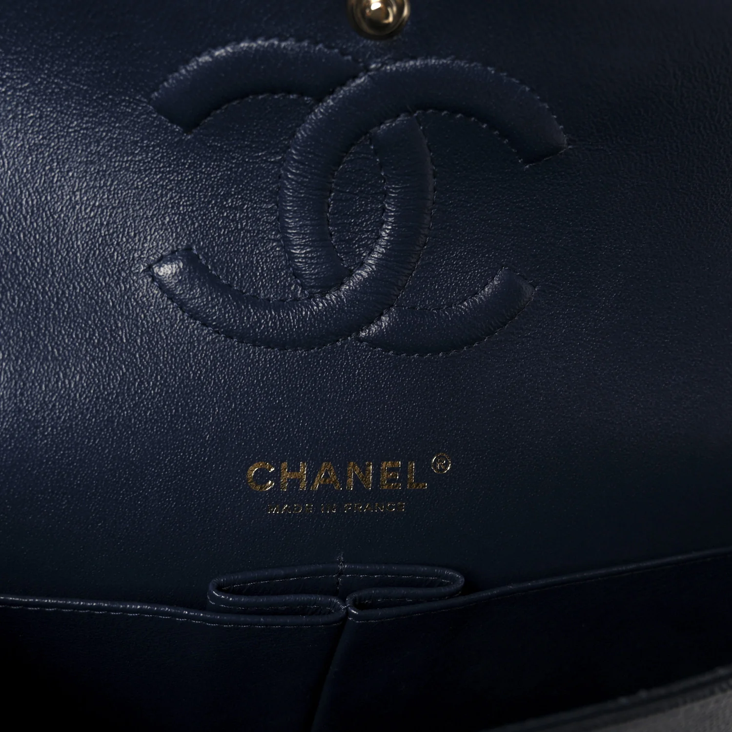 Caviar Quilted Medium Double Flap Navy - Image 6