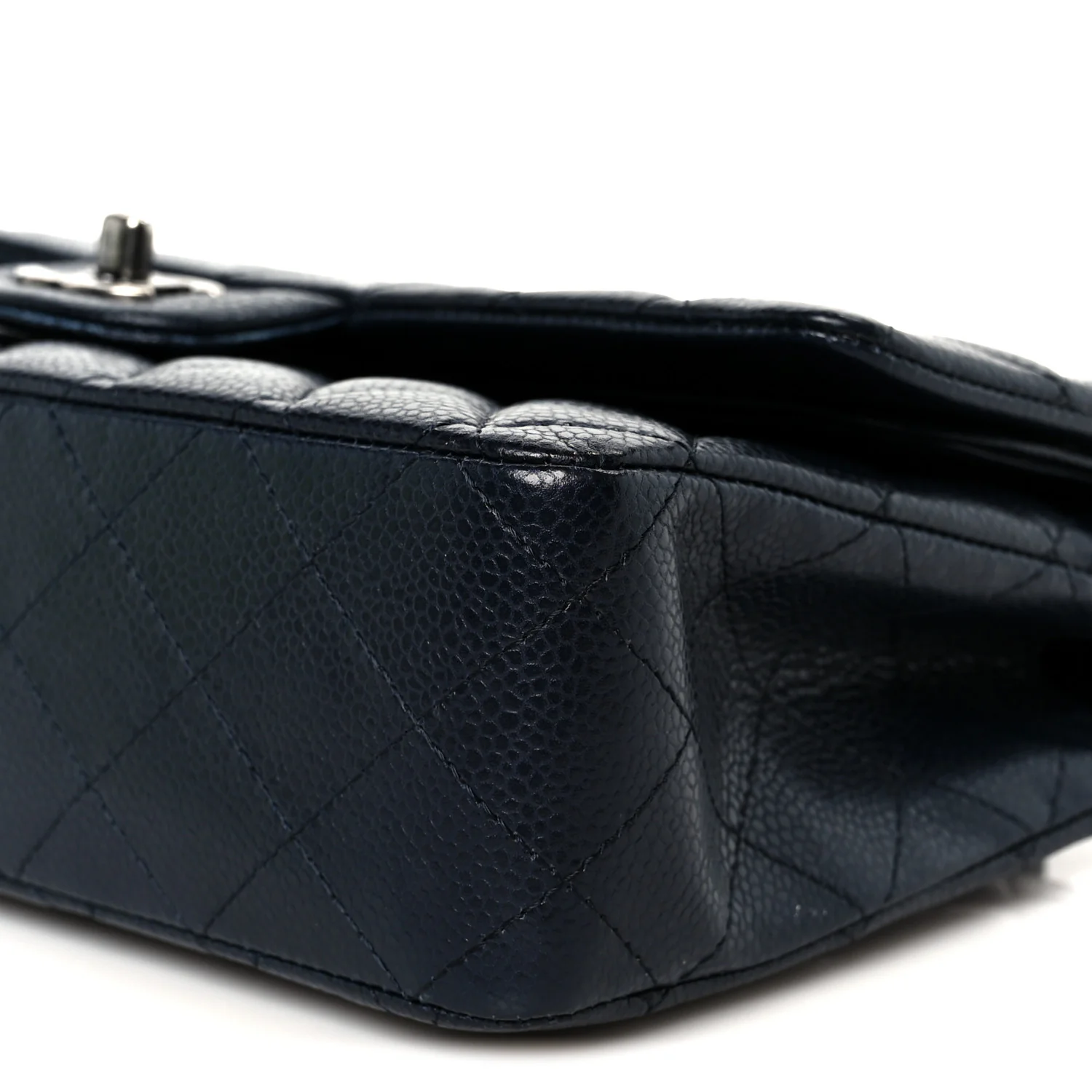 Caviar Quilted Medium Double Flap Navy - Image 10