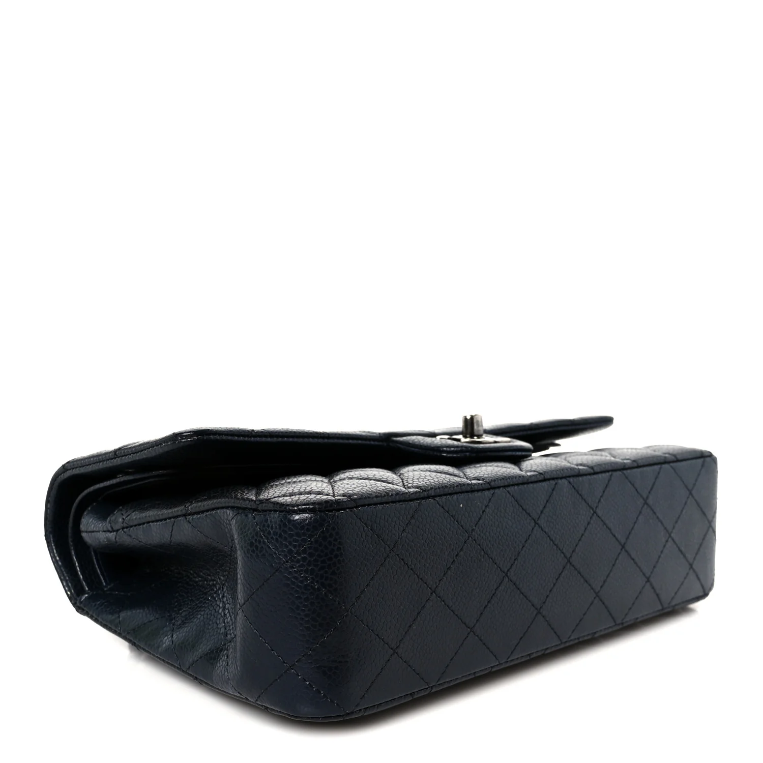 Caviar Quilted Medium Double Flap Navy - Image 3