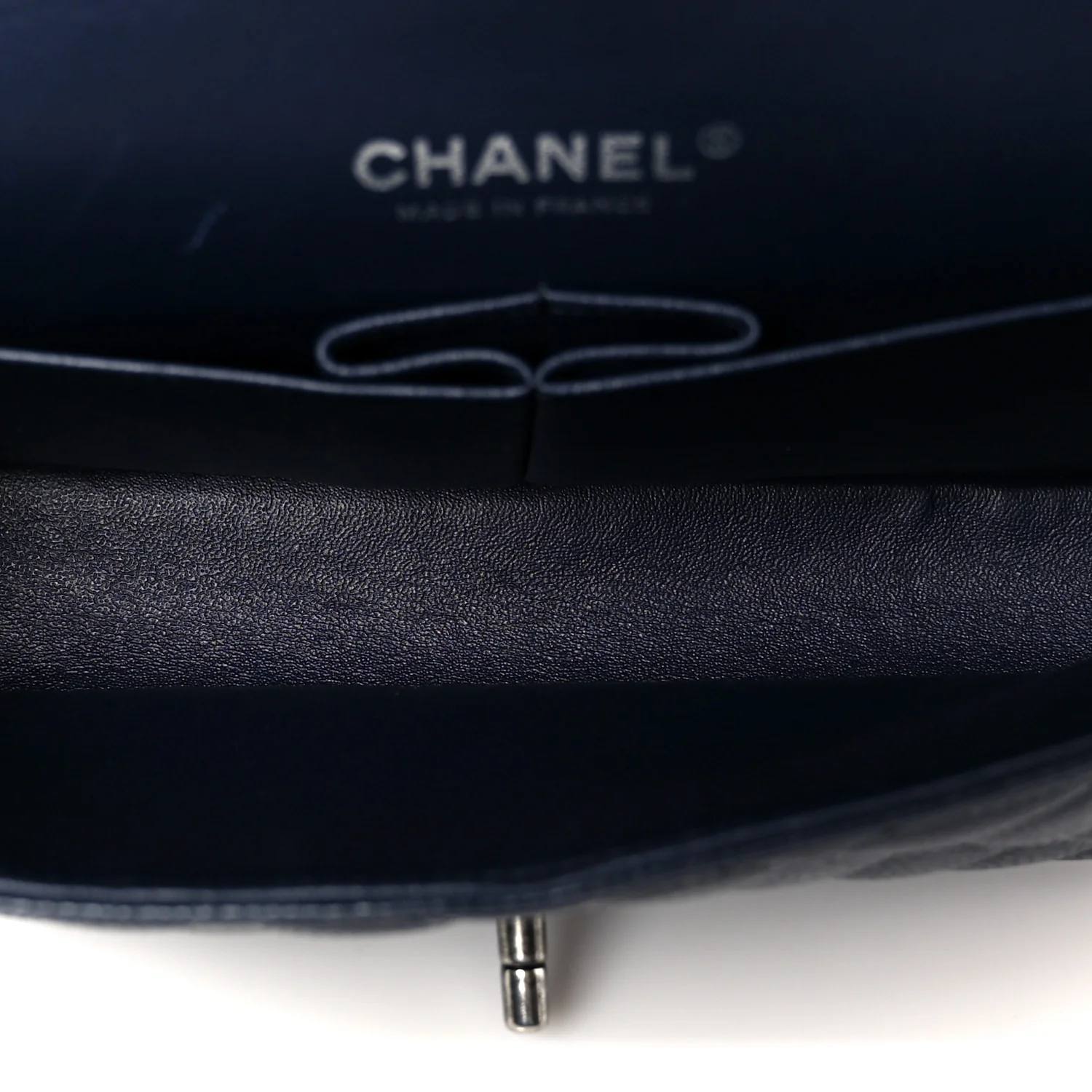 Caviar Quilted Medium Double Flap Navy - Image 4