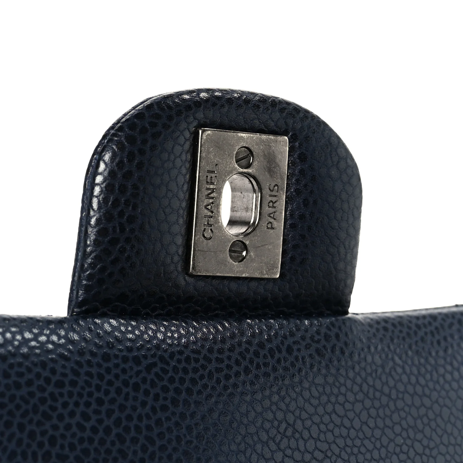 Caviar Quilted Medium Double Flap Navy - Image 6
