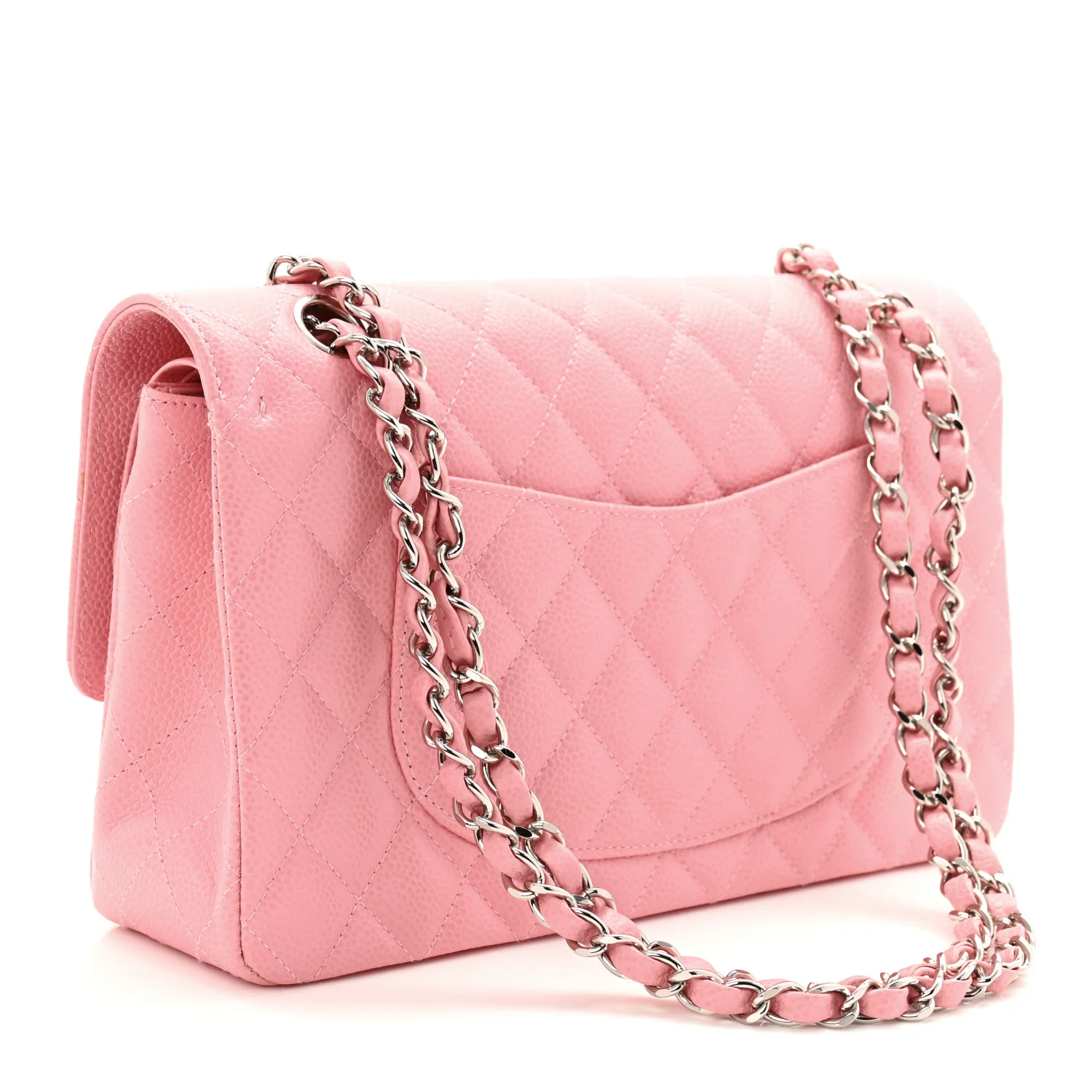 Caviar Quilted Medium Double Flap Pink - Image 3