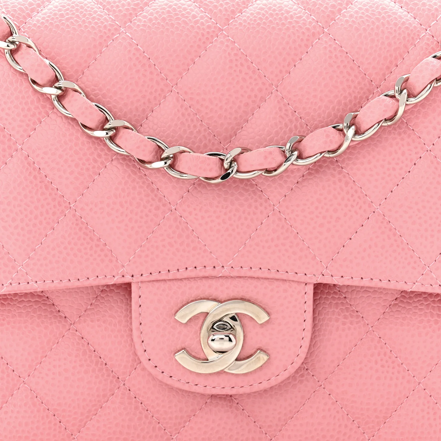 Caviar Quilted Medium Double Flap Pink - Image 8