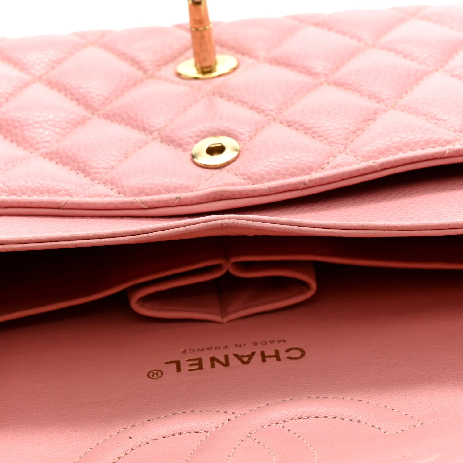 Caviar Quilted Medium Double Flap Pink - Image 13