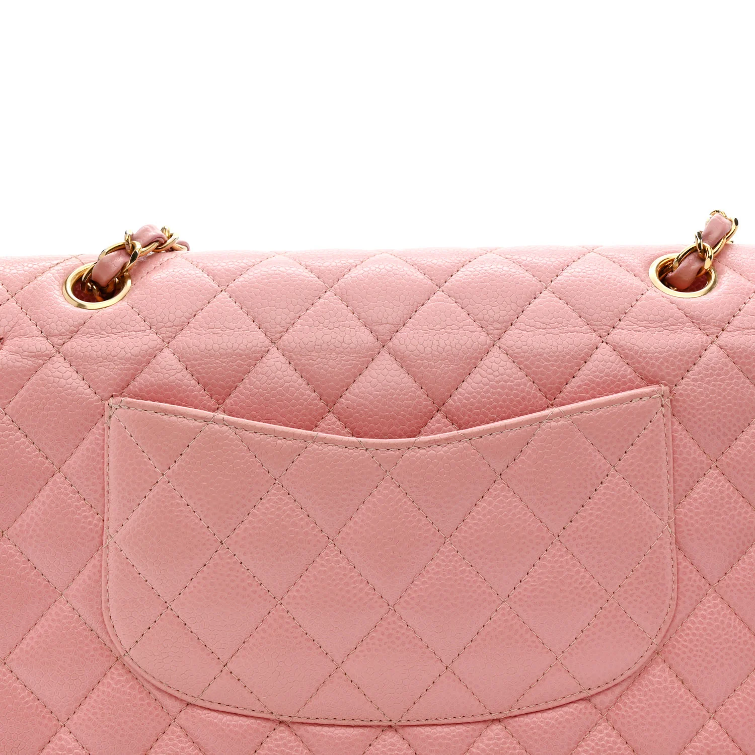 Caviar Quilted Medium Double Flap Pink - Image 14