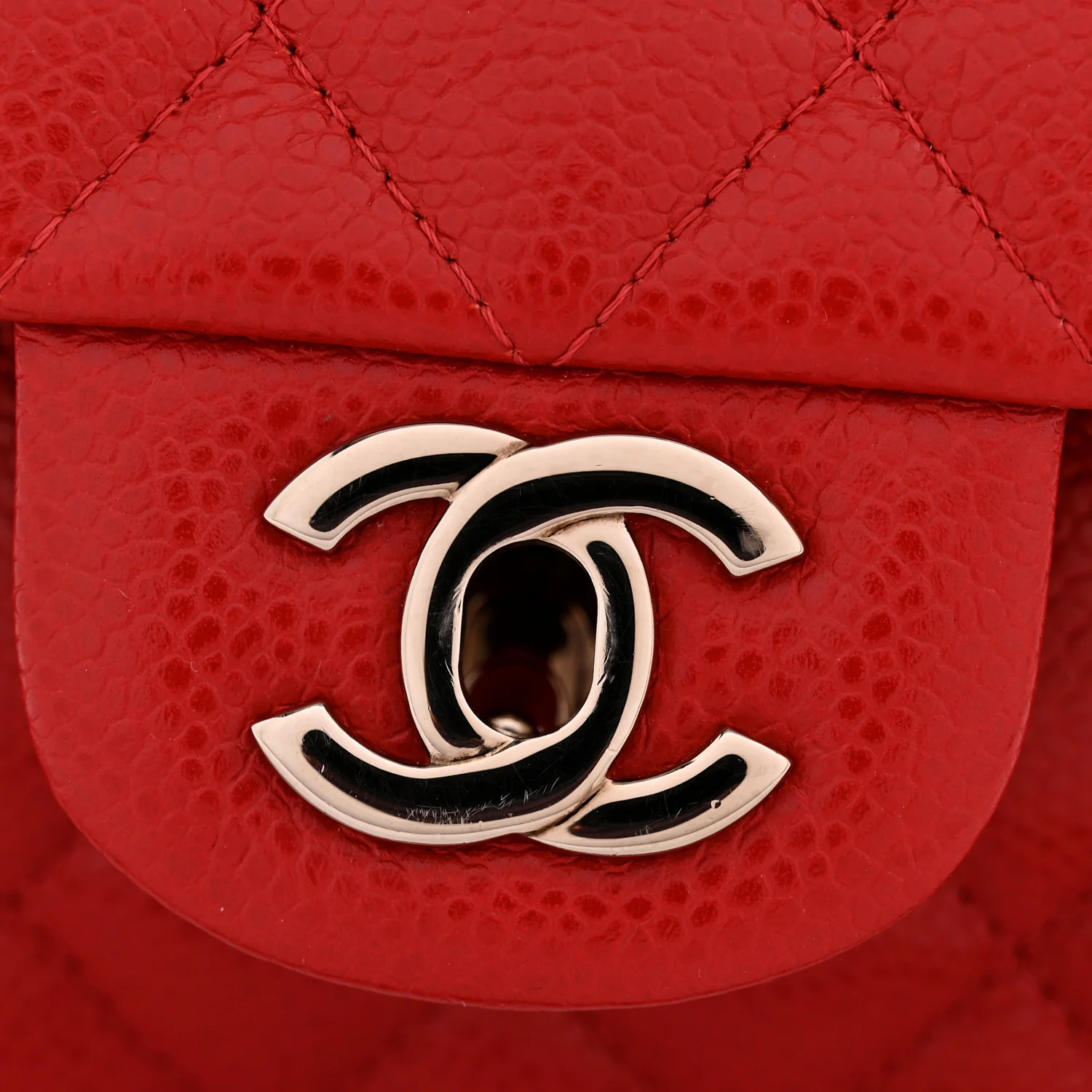 Caviar Quilted Medium Double Flap Red - Image 12