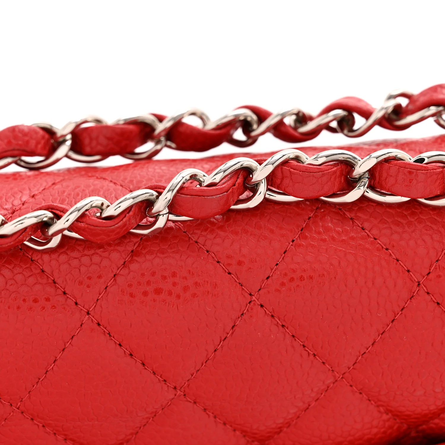 Caviar Quilted Medium Double Flap Red - Image 13