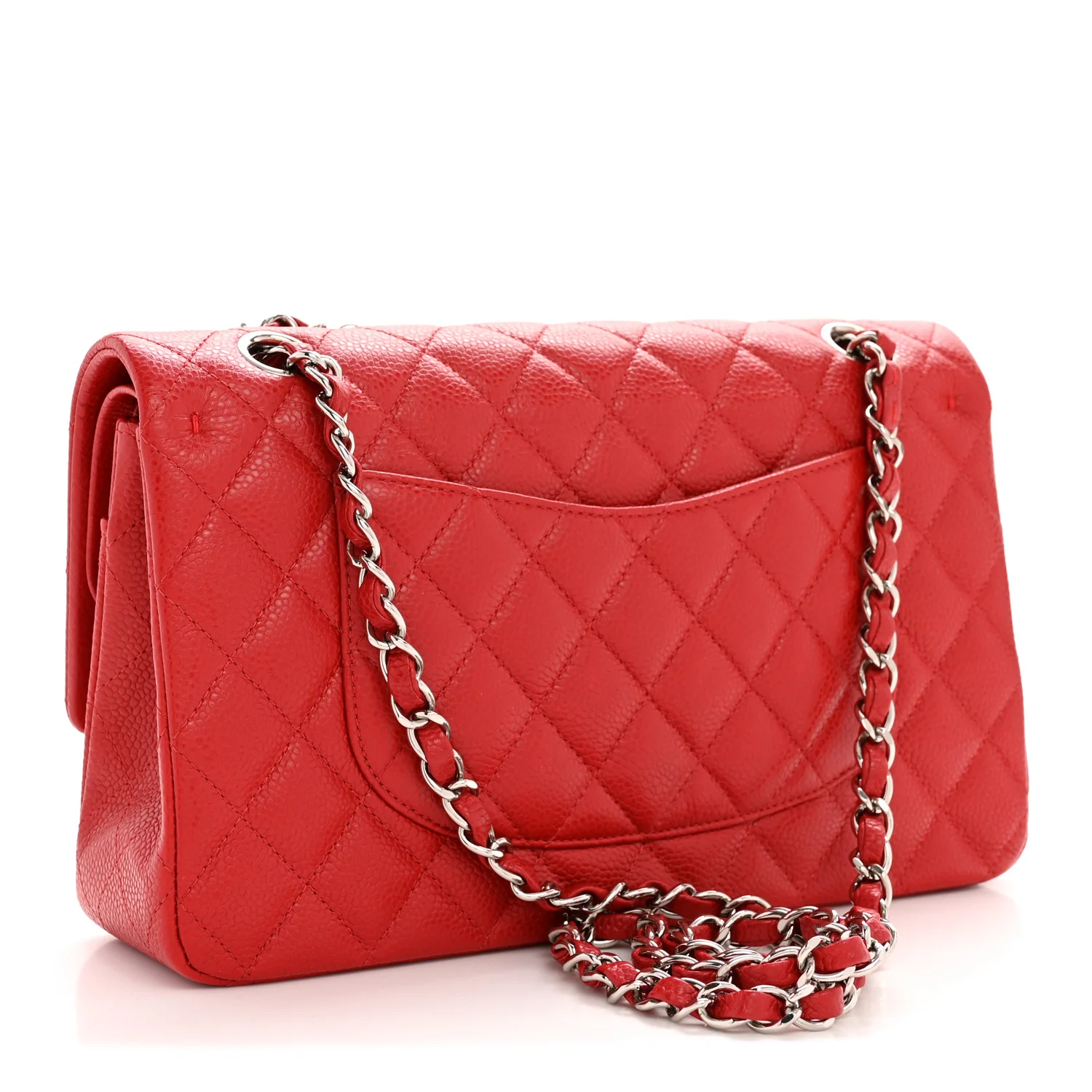 Caviar Quilted Medium Double Flap Red - Image 3