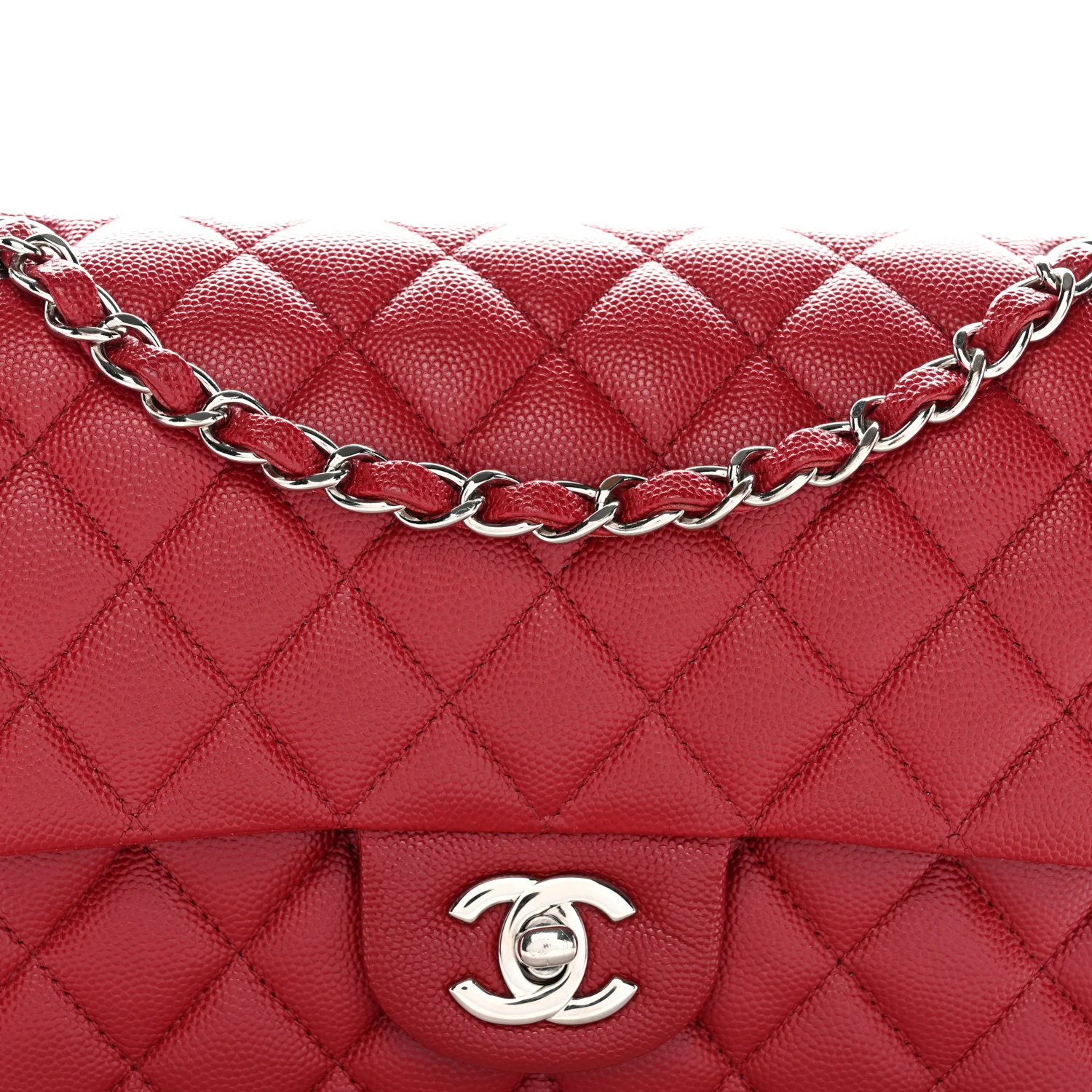 Caviar Quilted Medium Double Flap Red - Image 21