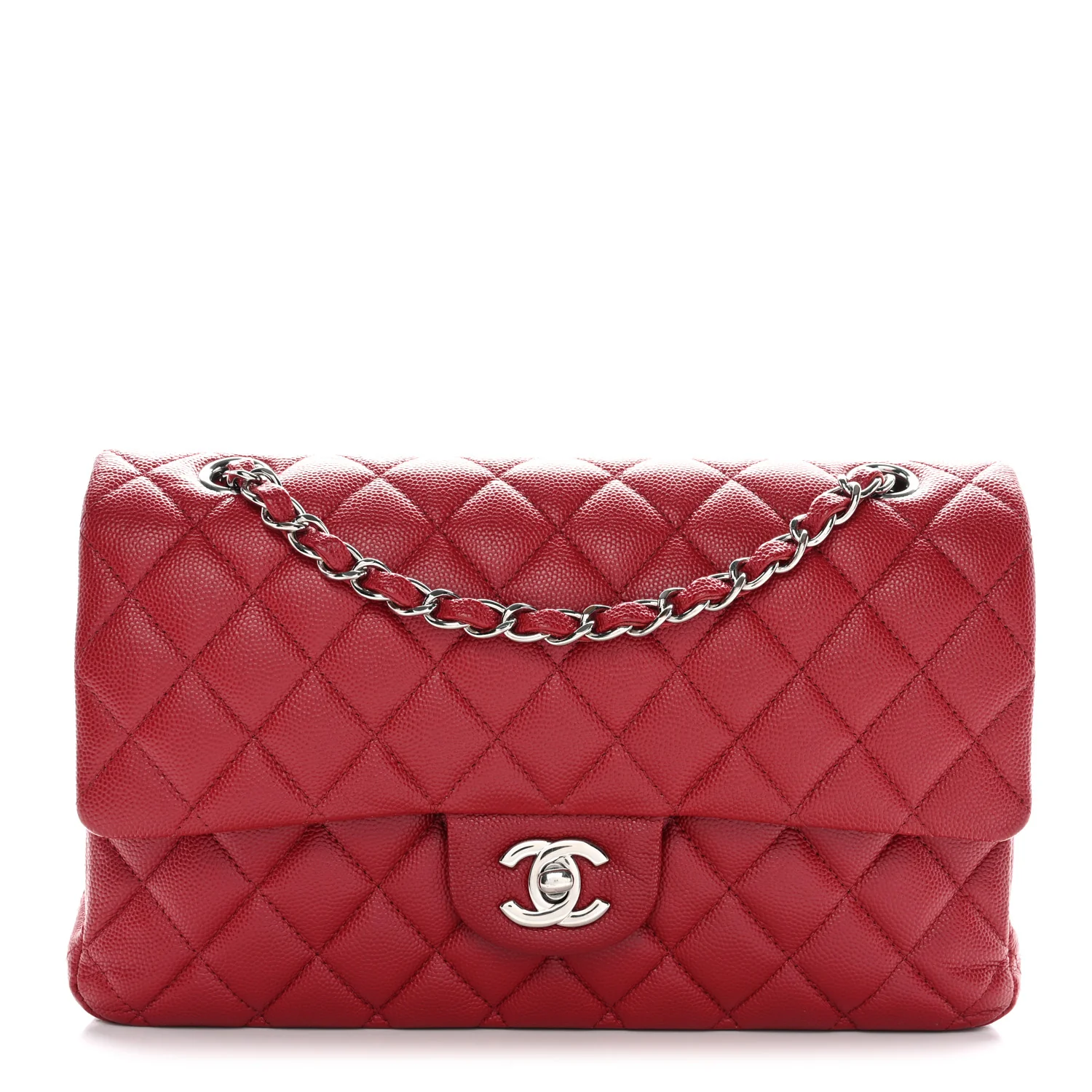 Caviar Quilted Medium Double Flap Red - Image 3