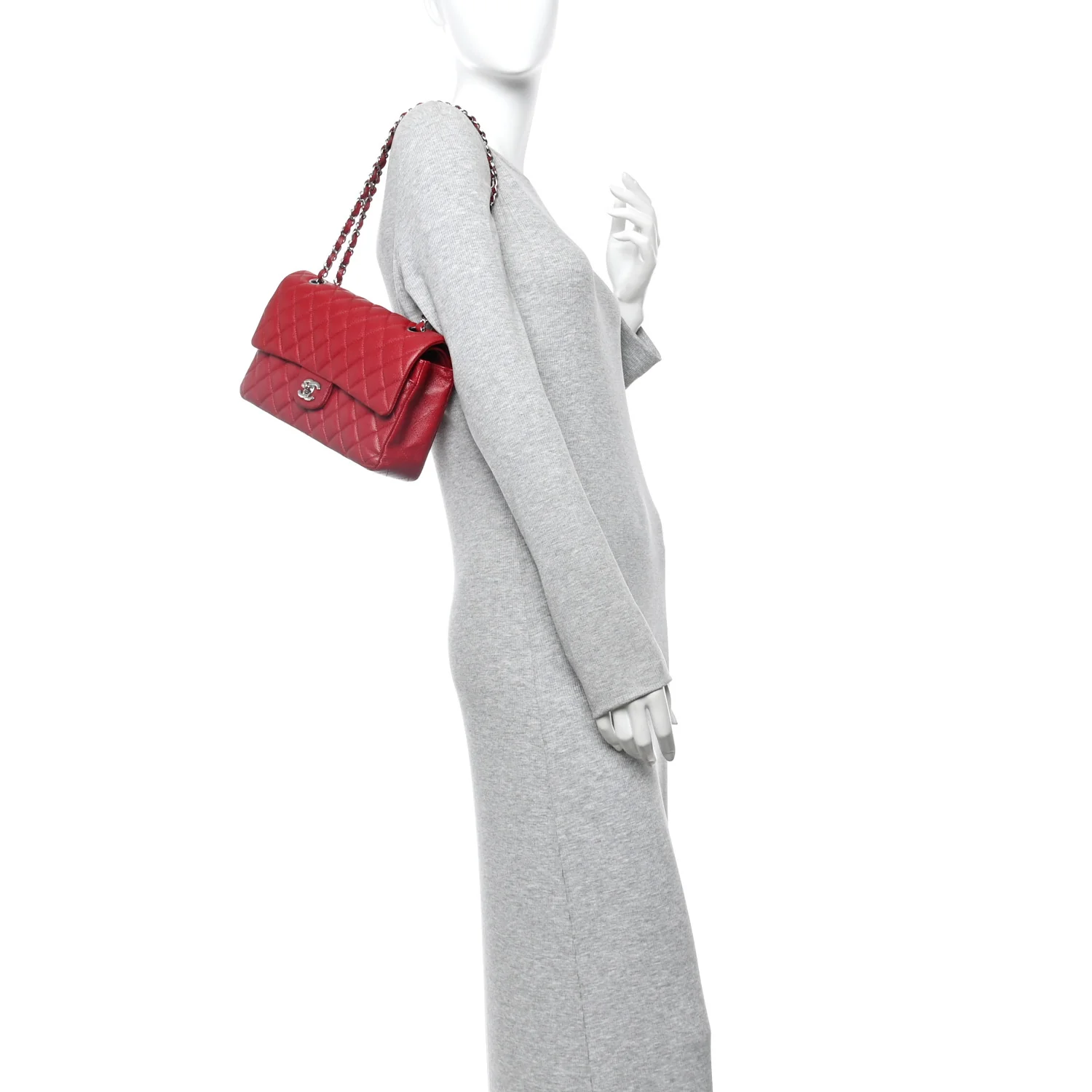Caviar Quilted Medium Double Flap Red - Image 4