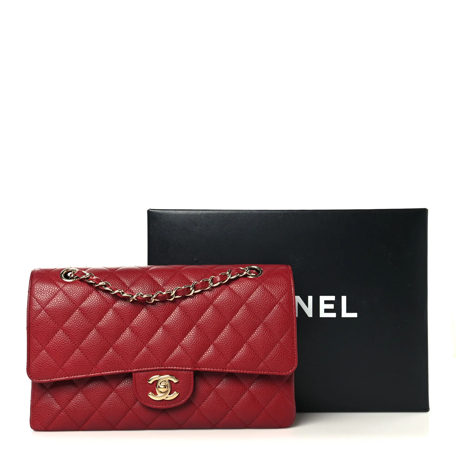 Caviar Quilted Medium Double Flap Red - Image 11