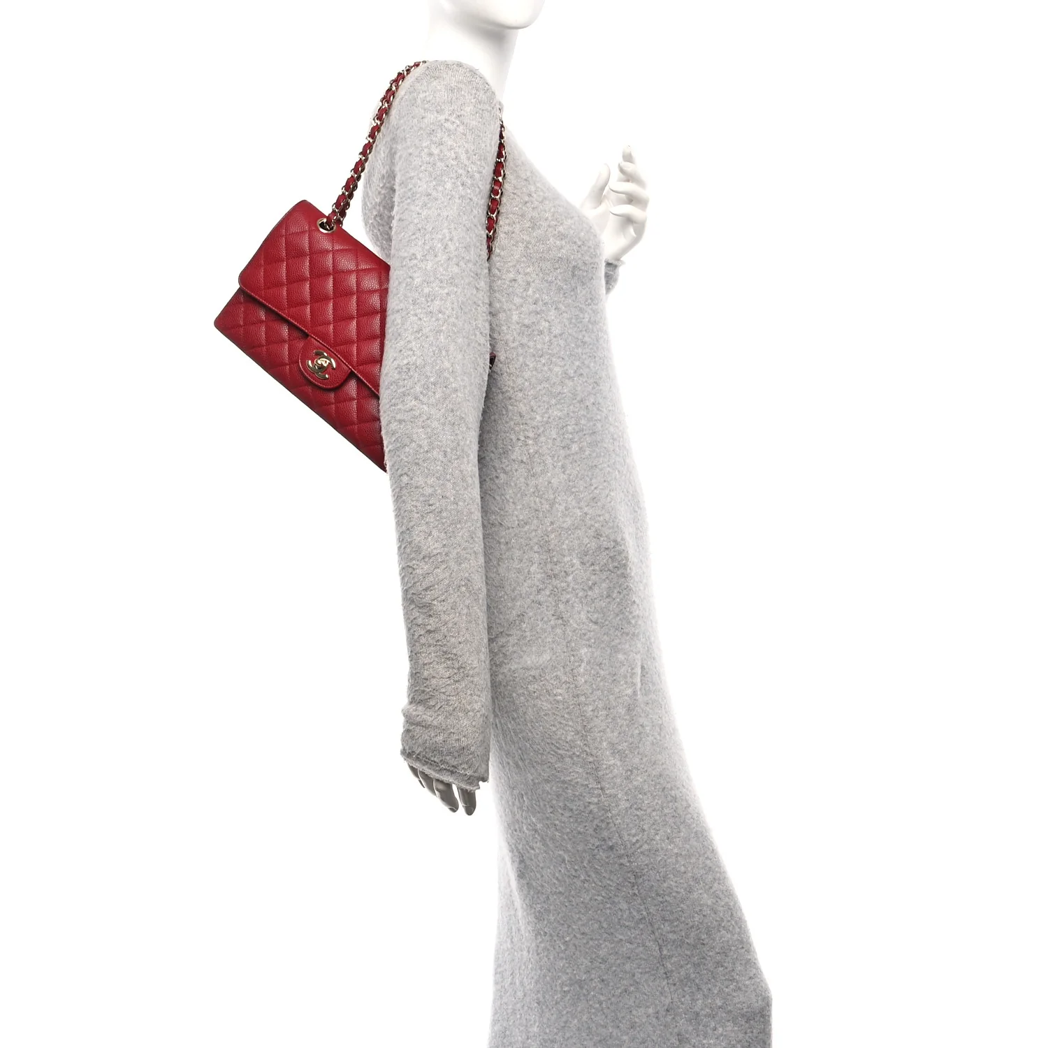 Caviar Quilted Medium Double Flap Red - Image 2